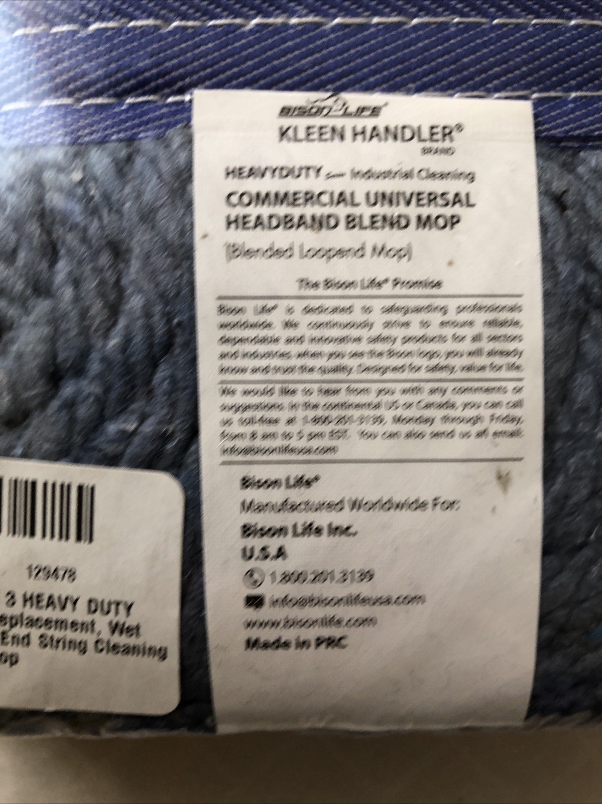 3 Kleen Handler Commercial Mop Head Refills – 6” Universal Headband Cotton Blend