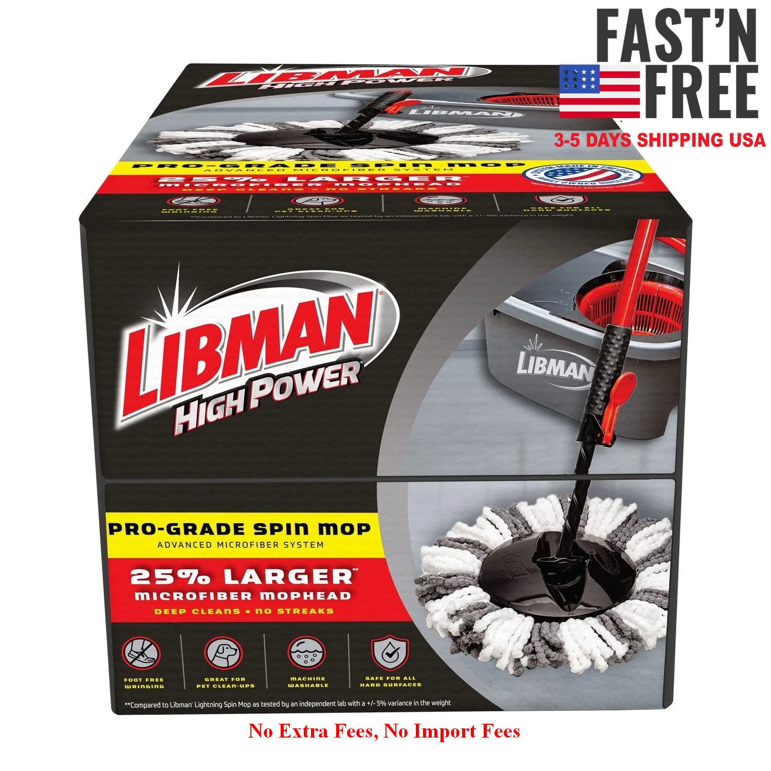 Libman Microfiber Spin Mop System High Power Professional Grade Floor Mop, NEW