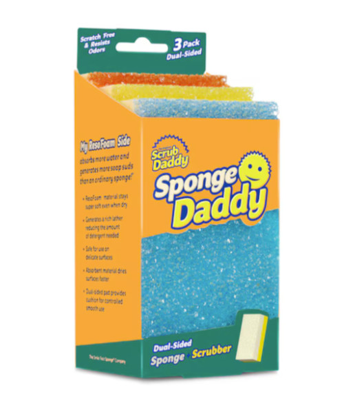 Scrub Daddy Sponge Daddy Cellulose Sponge with Scouring Pad No Scratch 3 -Pack