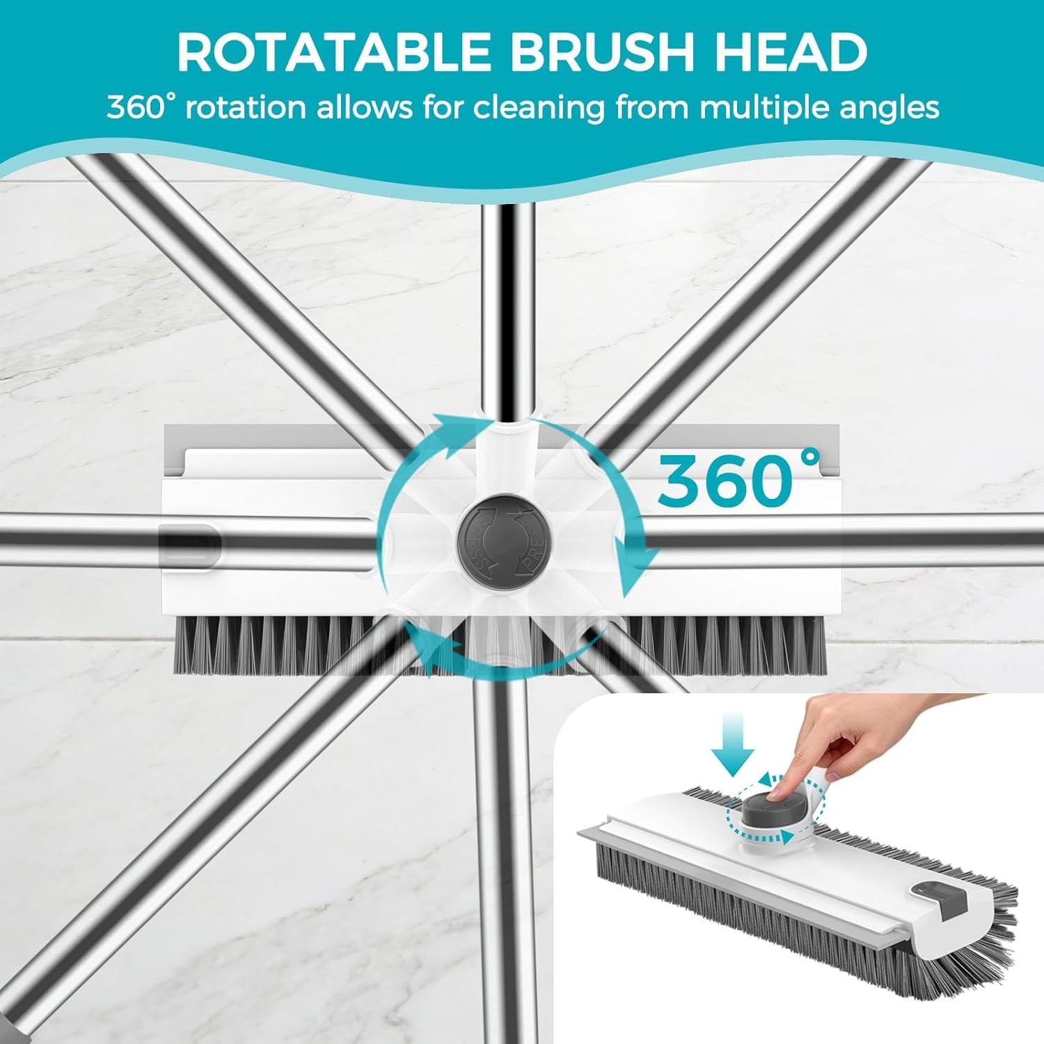 Floor Scrub Brush 3 in 1 Floor Scrub Brush W/ 54-in Adjustable Long Handle