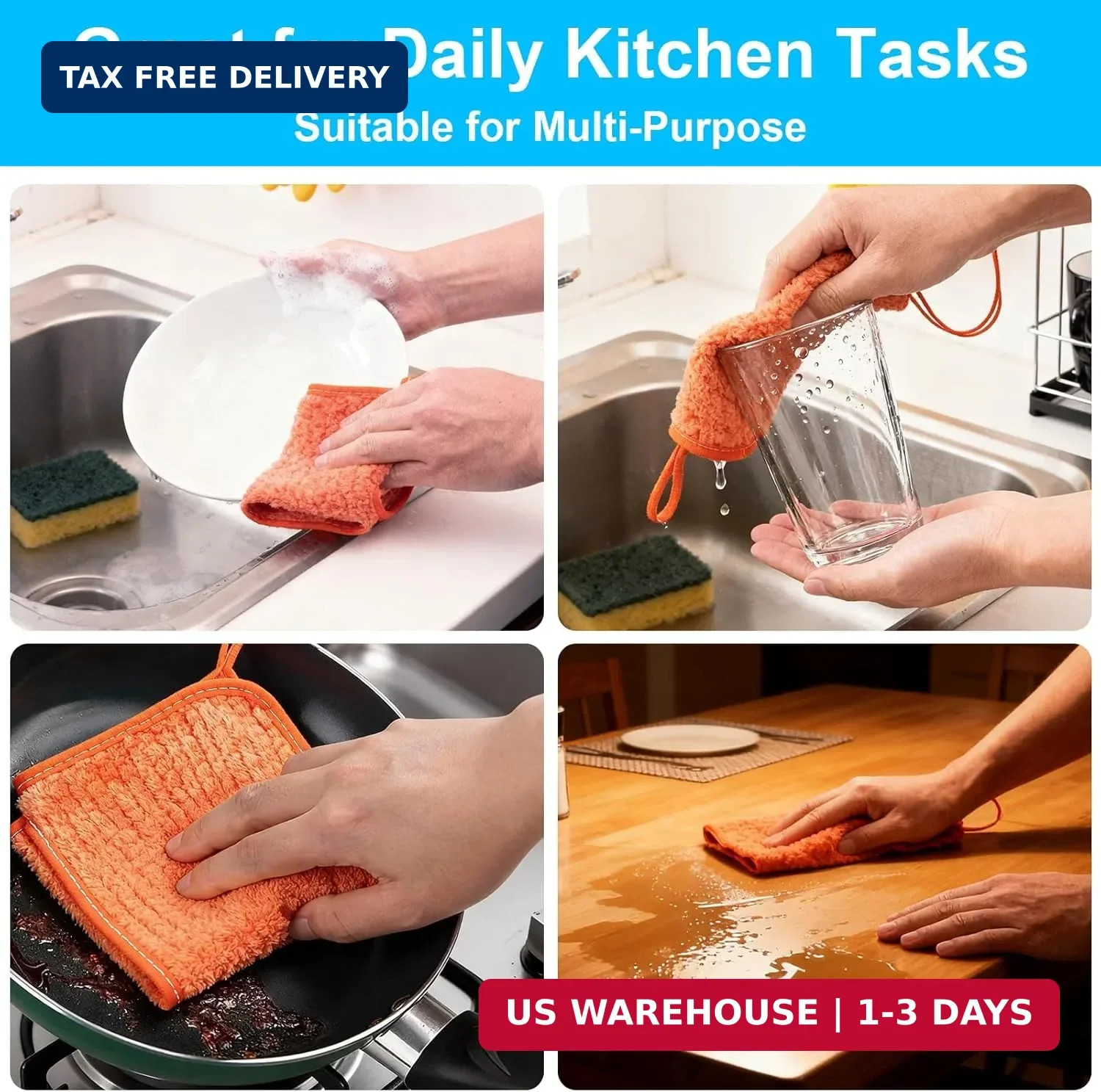Microfiber Cleaning Cloths 12″ x 12″: 10 Pack Reusable lint-Free | Towels for Gl