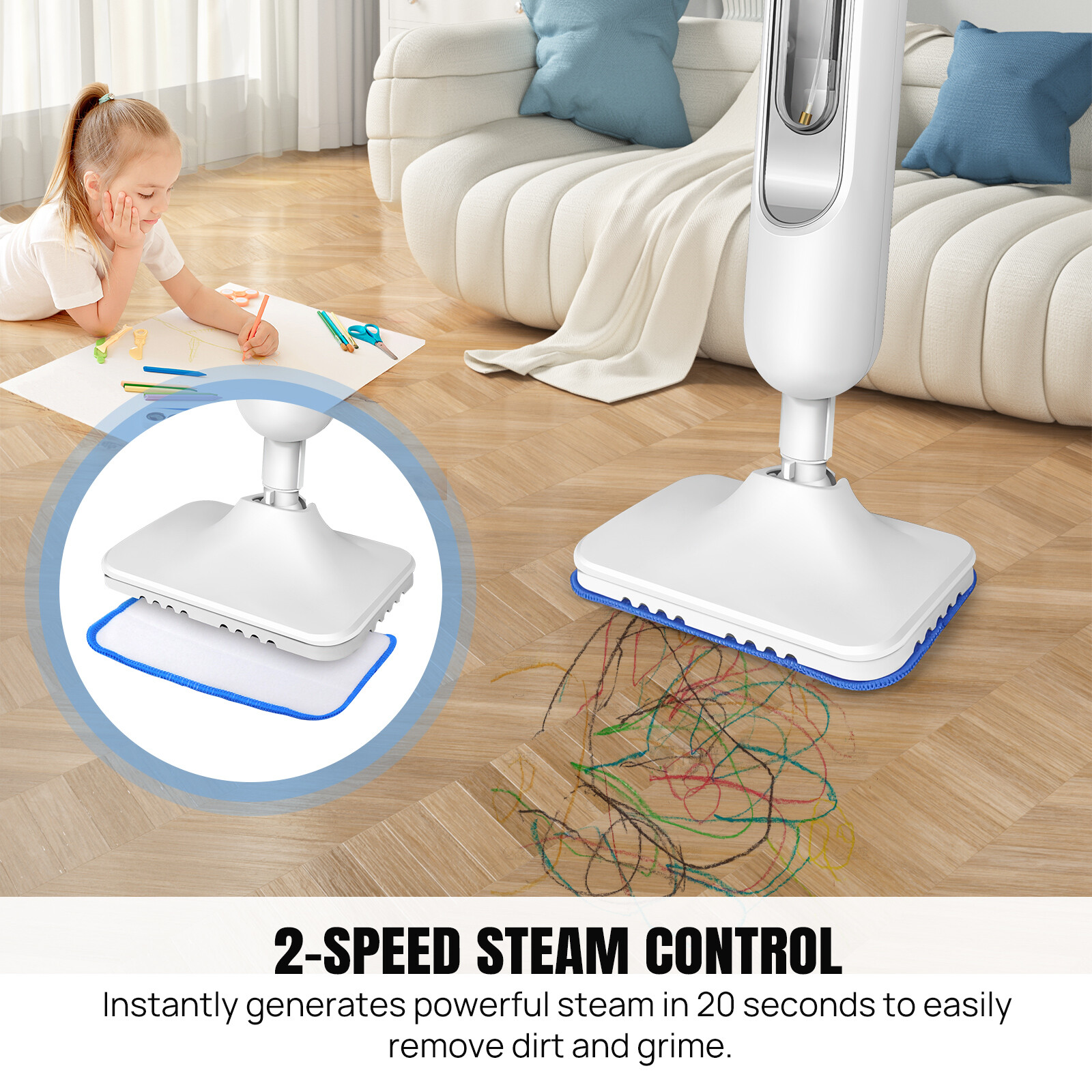 Electric Steam Mop Hand Held 10 in 1 Cleaner Steamer Floor Carpet Washer Window