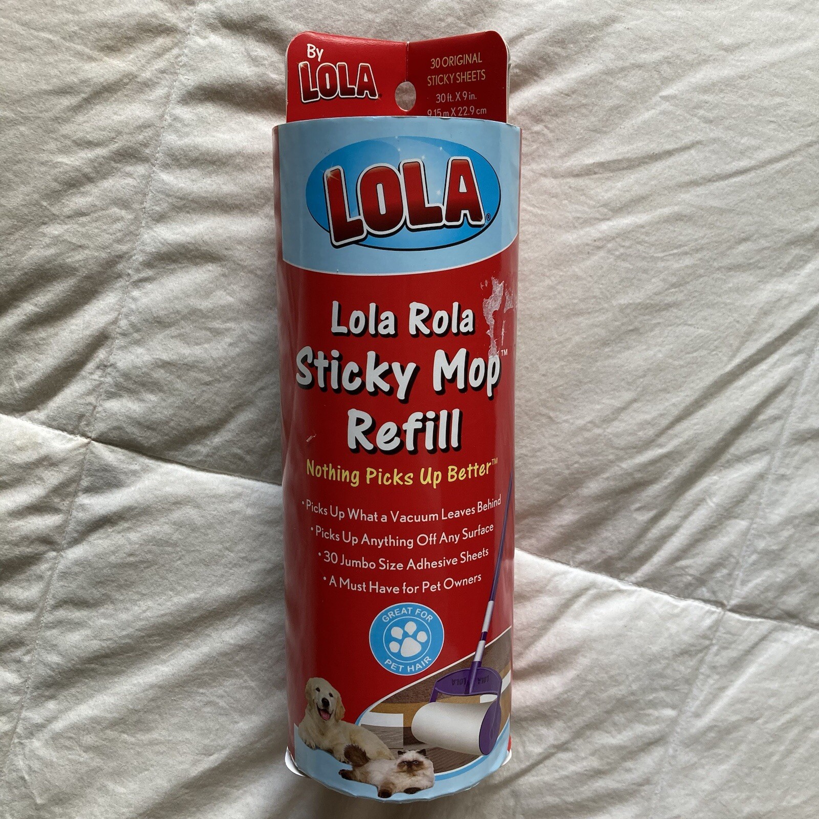 NEW Lola Rola Sticky Mop Refill 30 Original Jumbo Sticky Sheets Use w/ Mop#902