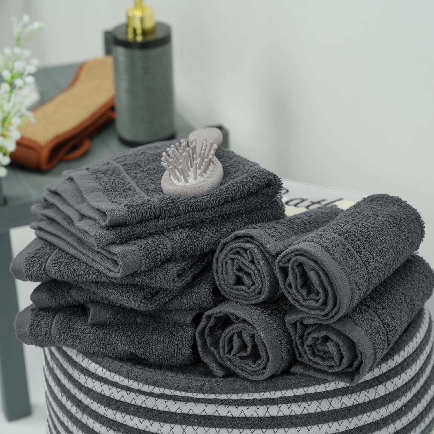 Pack of 60 Washcloths, 12 x 12 Inches, Lighter Weight, Quick to Dry, Super Soft
