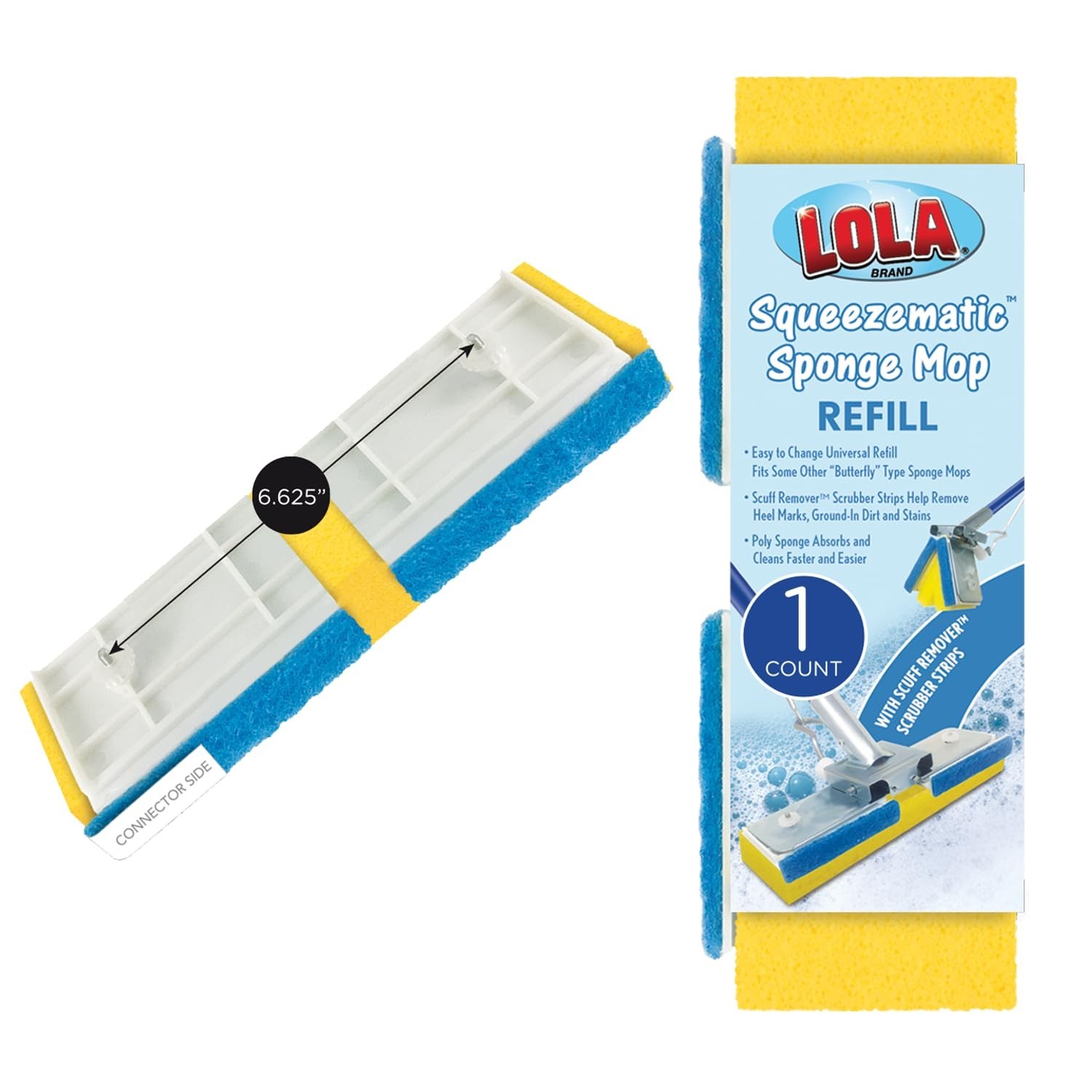 Lola Products Squeeze Matic Butterfly Sponge Mop Refill, 9″, Replacement Head…