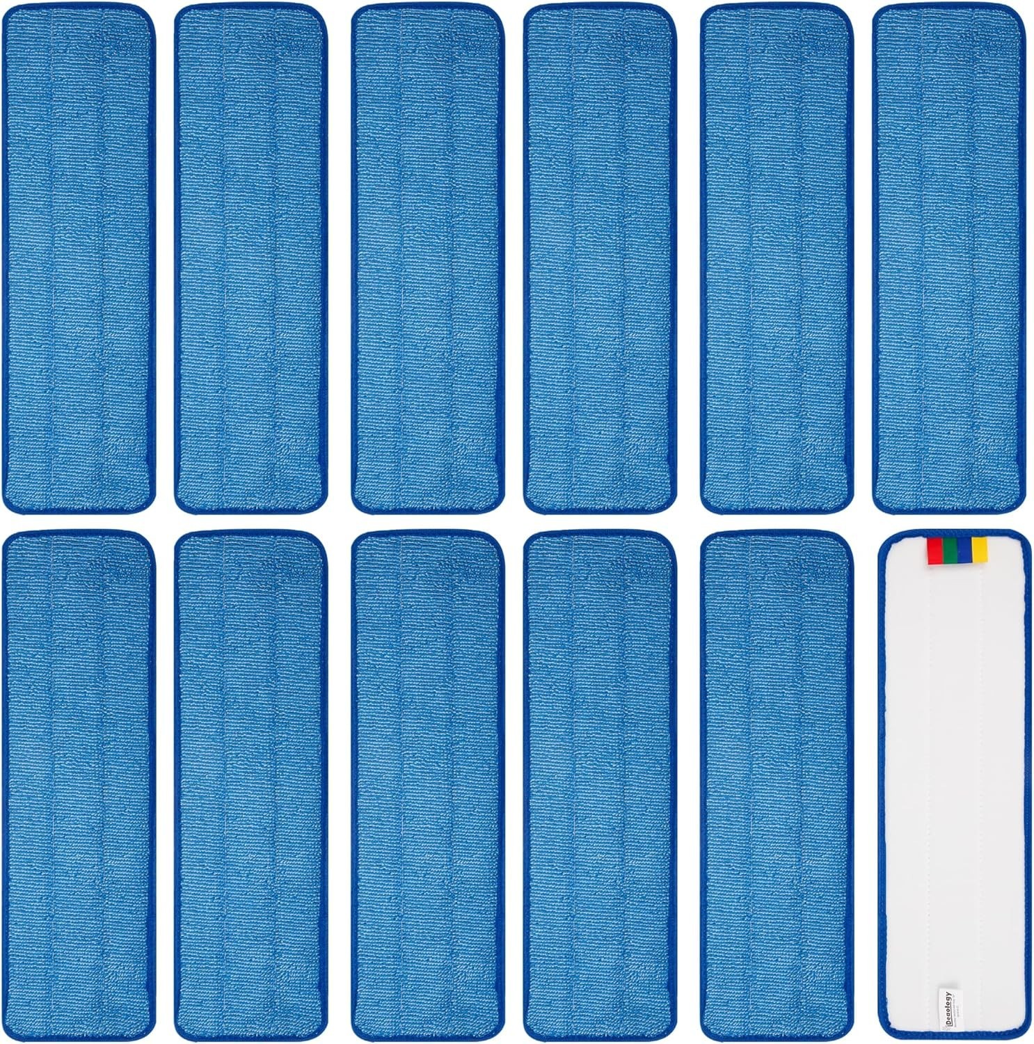 12 Pack Heavy Duty Microfiber Mop Pads for 17-18 Inch Mops – Reusable & Durable