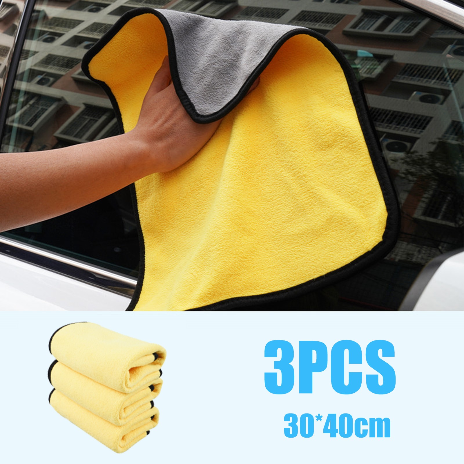 3x Car Microfiber Cleaning Cloth Wash Towel Drying Rag Car Polish Detailing