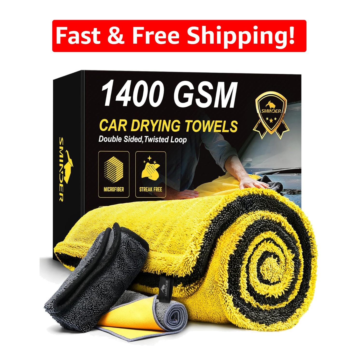 XXL Microfiber Car Drying Towels – Machine Washable, 3-Pack for Ultimate Care