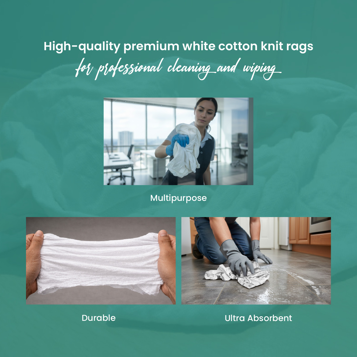 White Knit Cleaning Rags Recycle Premium T-Shirt Wiping Boxes Multipurpose Use