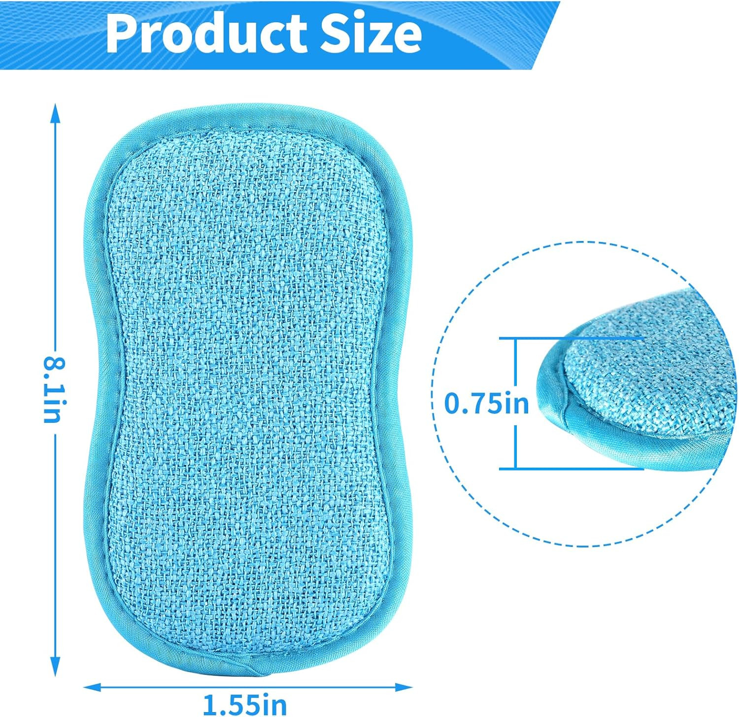 6 Pack Non-Scratch Microfiber Cleaning Sponges Dish Scrubber Scouring Pad