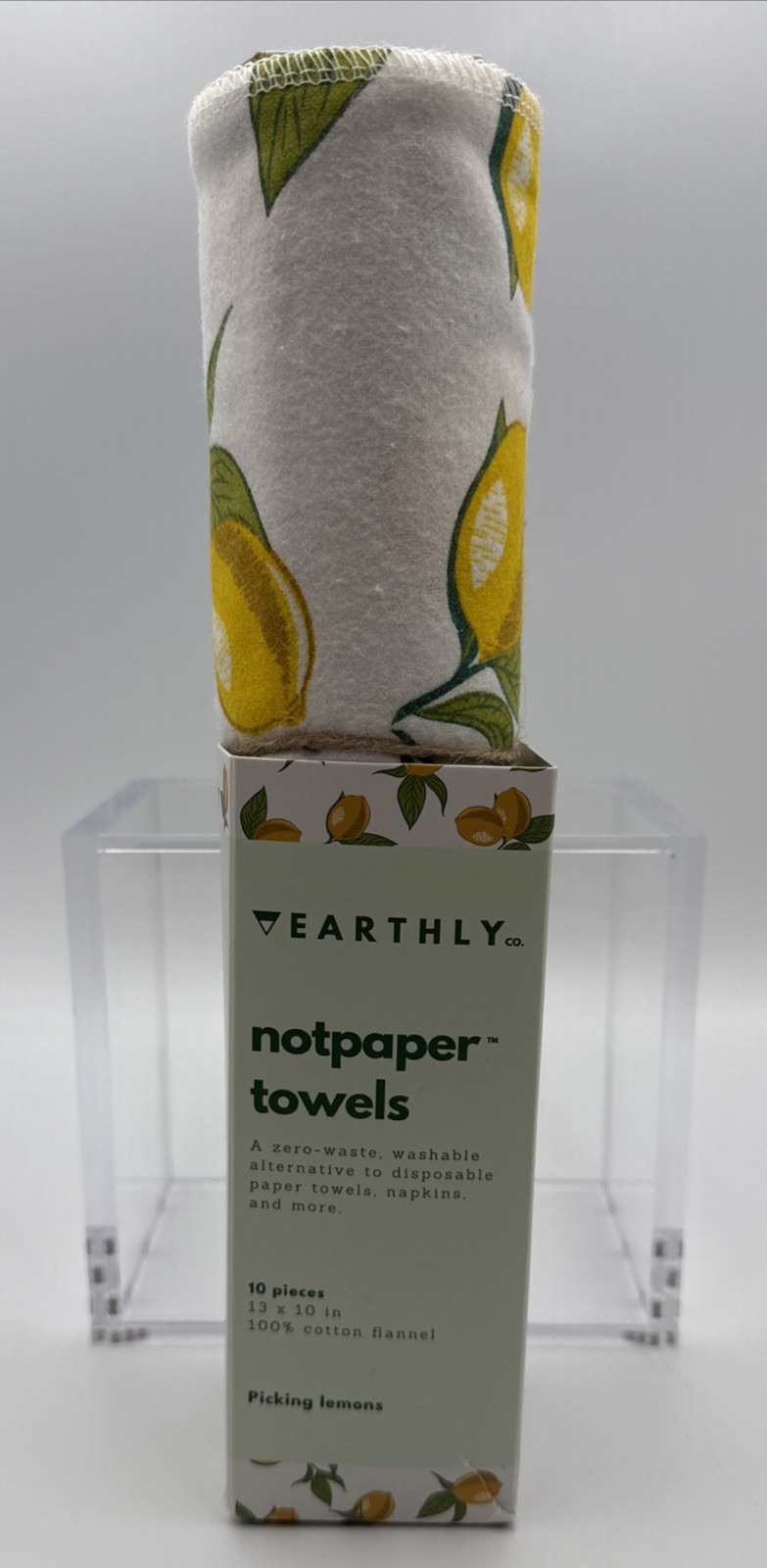 Earthly notpaper towels. Reusable Washable Cotton 10pc. Picking Lemons