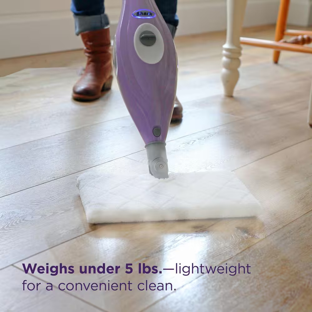 Corded Steam Pocket Mop Stick Cleaner for Hard-Floor Surfaces in Purple with Fas