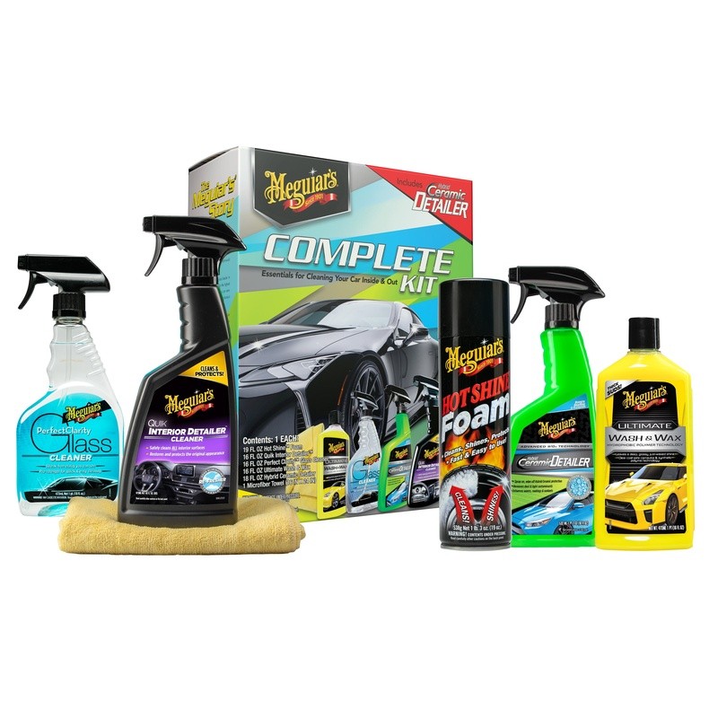 Complete Car Care Kit 6 Piece Auto Cleaning Detailing Set Wash Wax Protect Shine