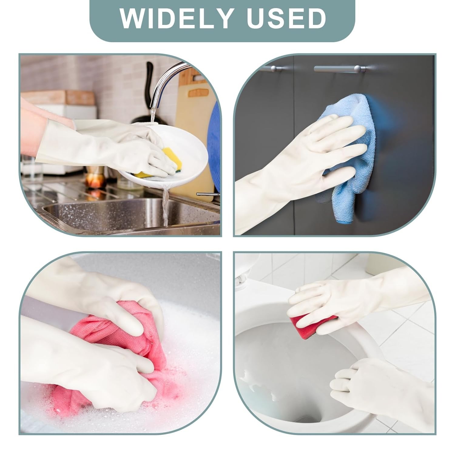 2 Pairs Nitrile Cleaning Gloves Medium Kitchen Dishwashing Reusable Durable W…