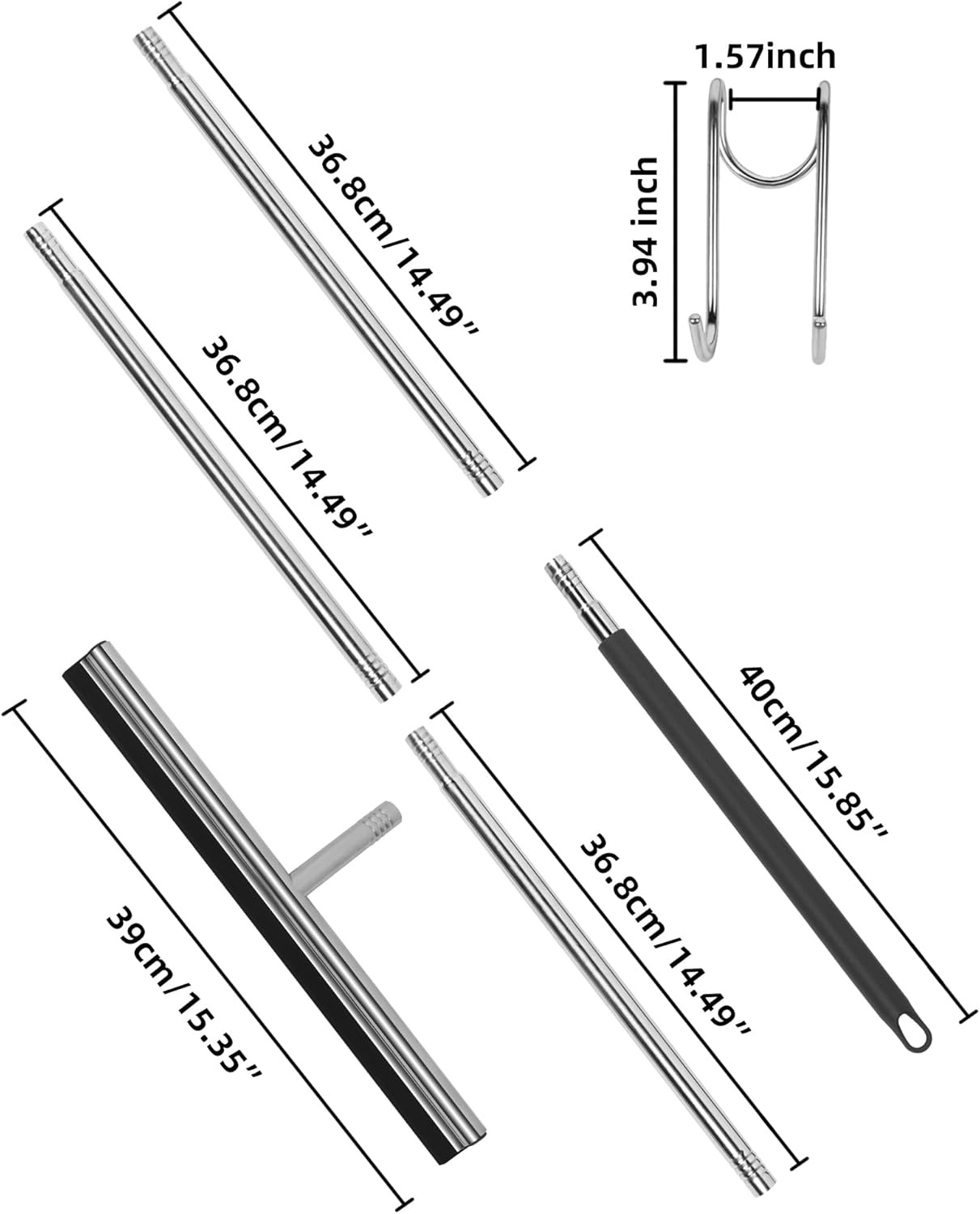 Floor Squeegee Scrubber 59inch Long Stainless Steel Handle with 15inch Wide