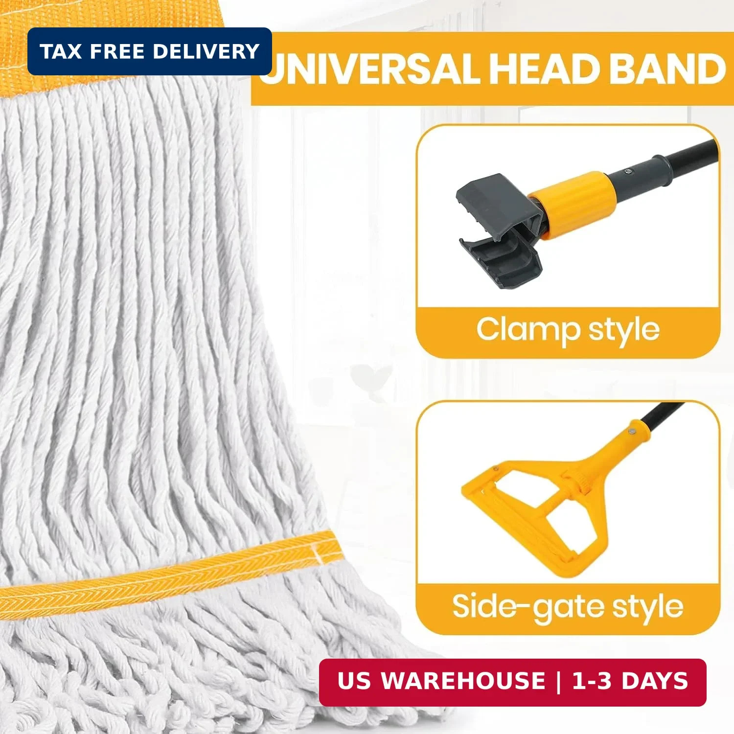 6PK Heavy Duty Commercial Mop Head Replacement- Loop End Cotton Blend String Ref