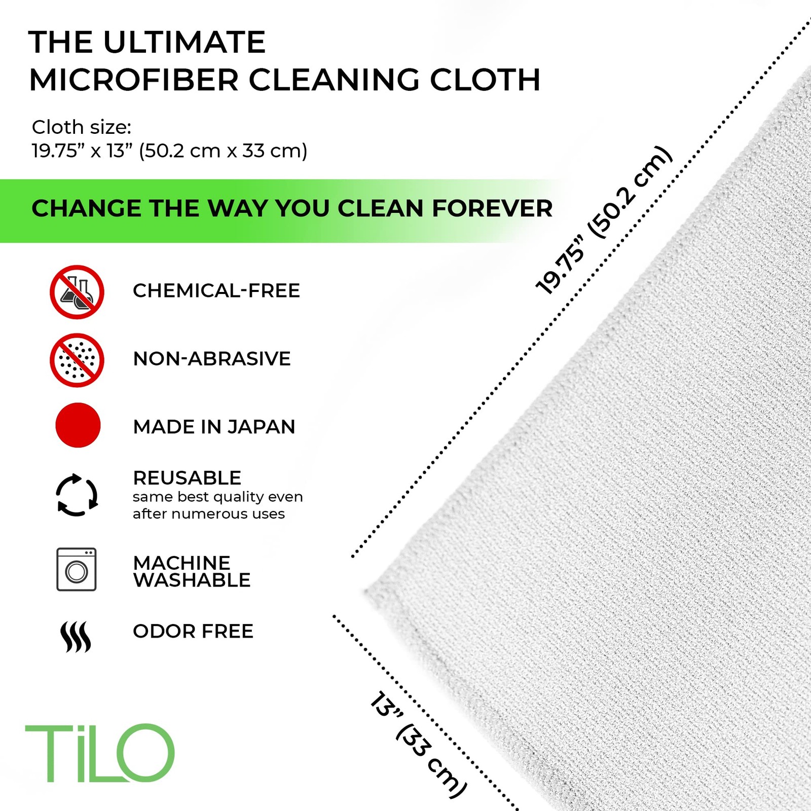 TILO Microfiber Cleaning Cloth – 19×13 Inch Ultra-Absorbent, Reusable Soft Po…