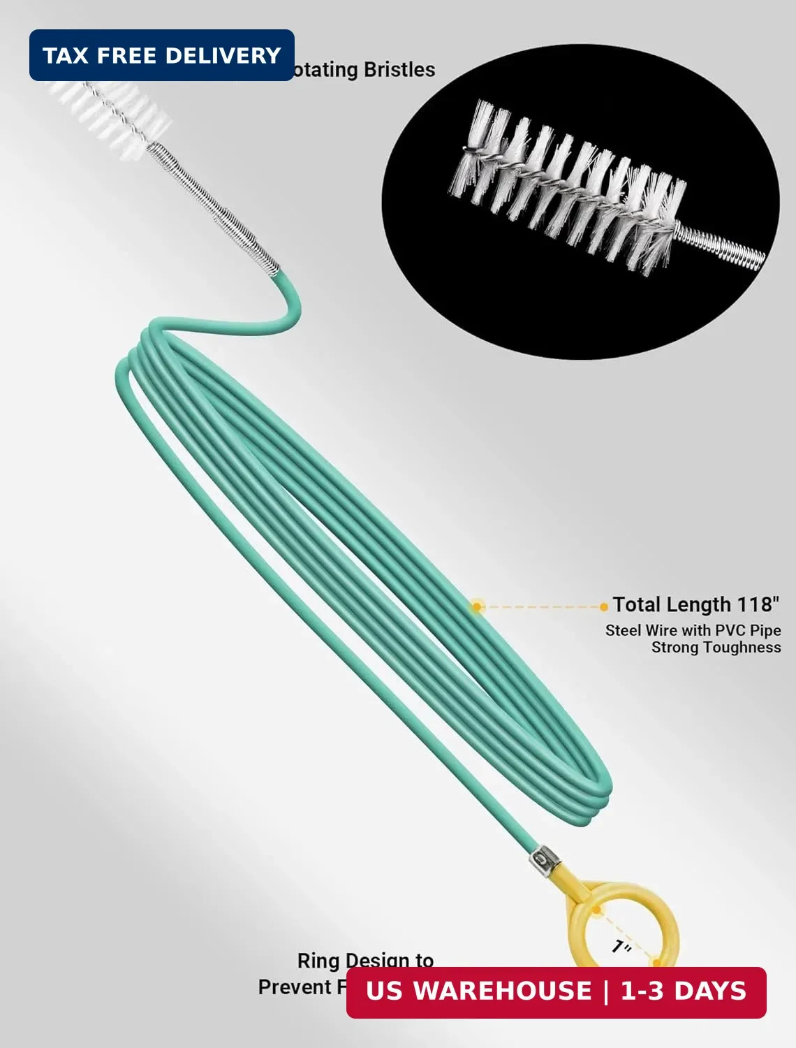 Upgraded Auto Sunroof Drain Cleaning Tool, 120 Inch Long Flexible Drain Brush Pi