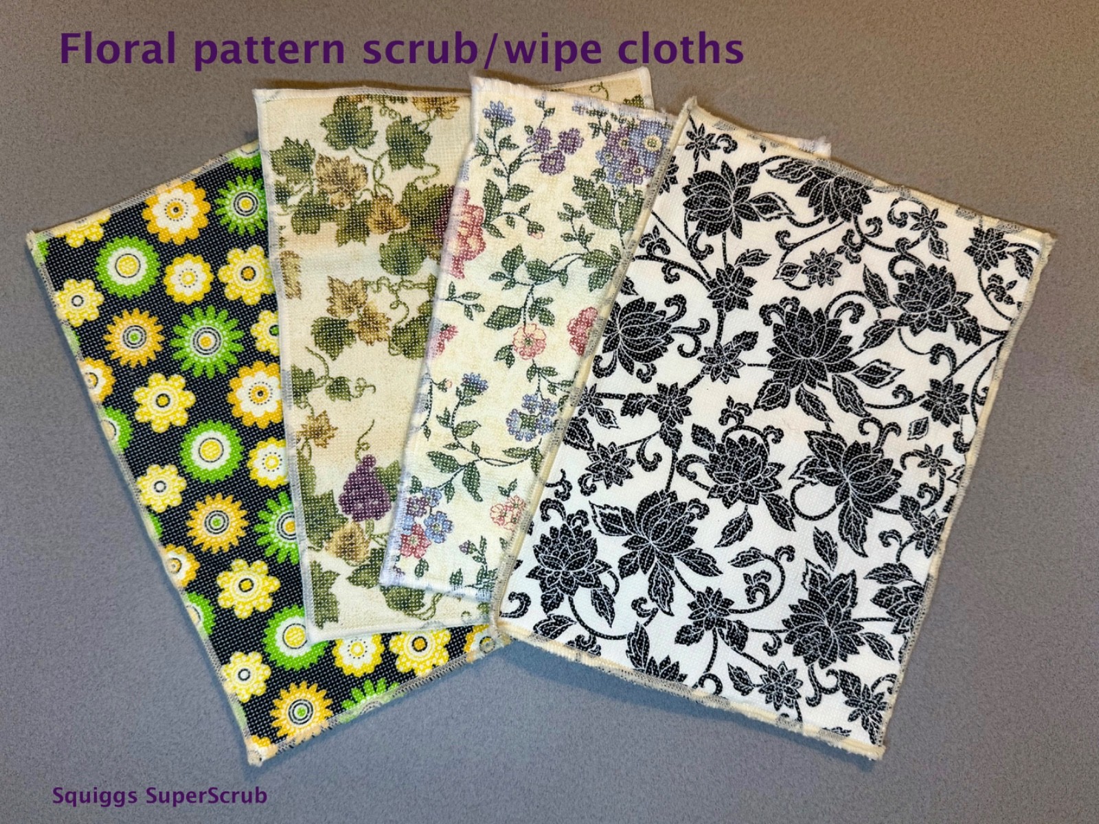 24 Bulk Pack SuperScrub Regular Dual Action Pads Non Scratch Floral Lot