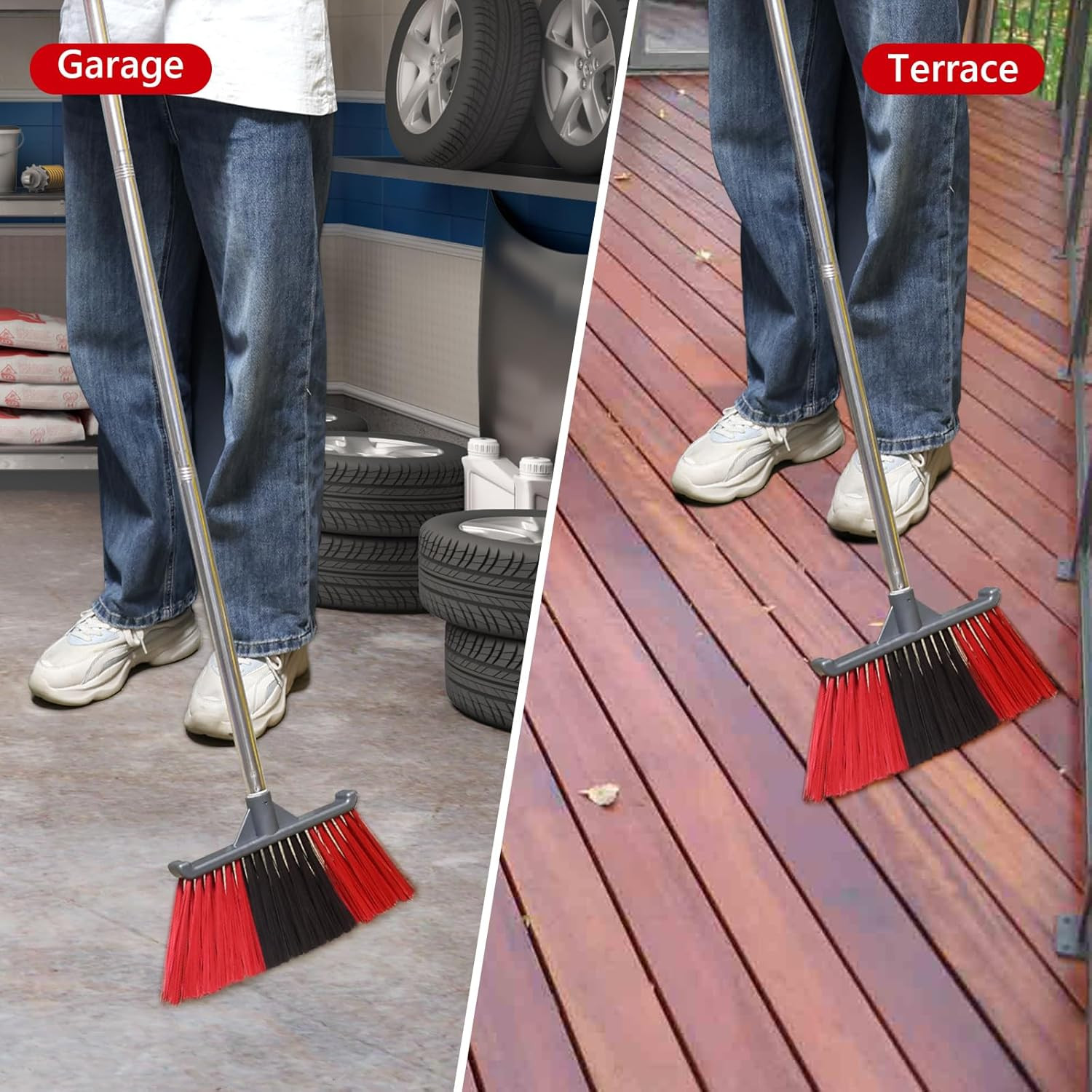 Outdoor Broom, Outside Heavy Duty Brooms for Sweeping Outdoor, Floor Broom is Ap