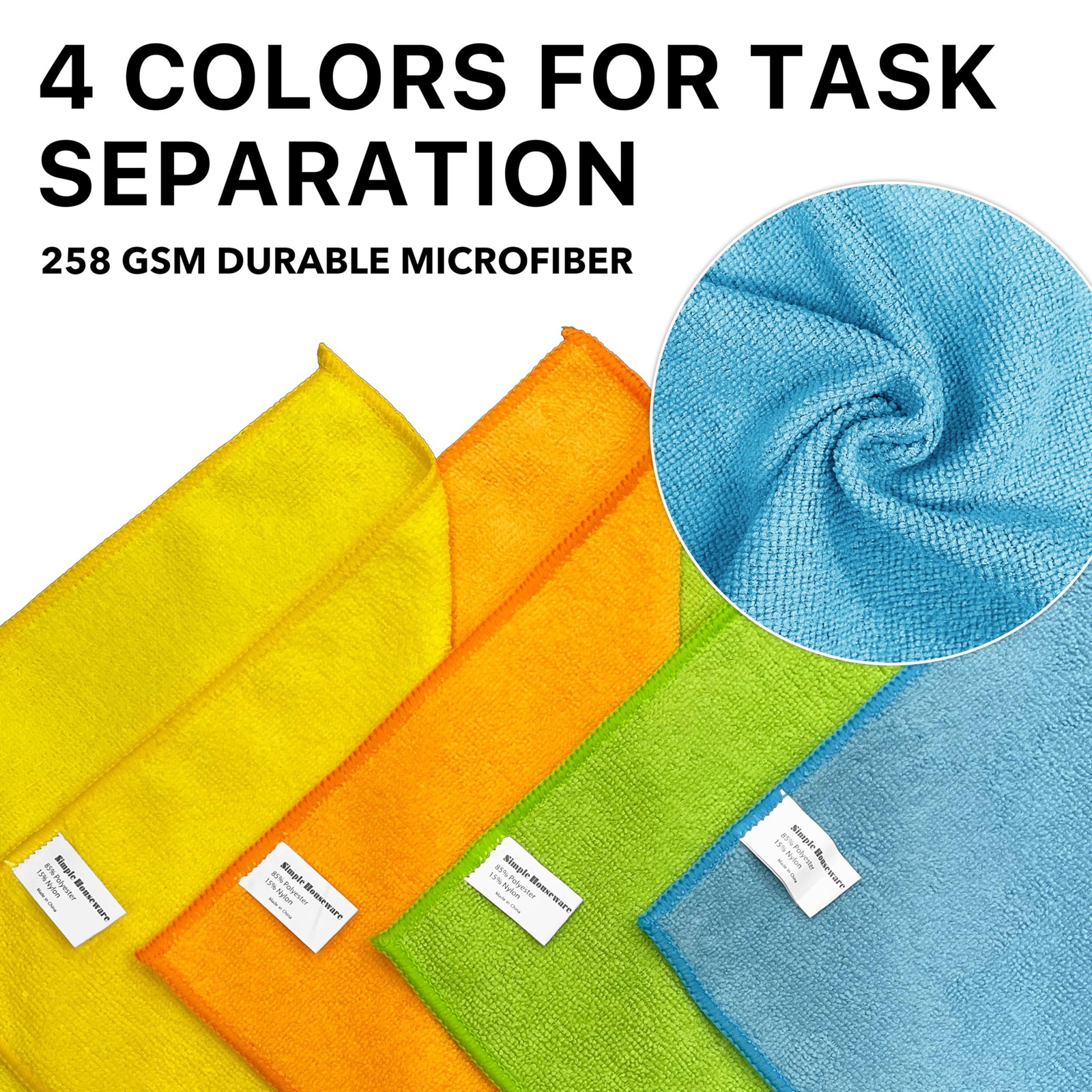 Simple Houseware Microfiber Cleaning Cloth 50 Pack, 12″ 50 Yellow,green