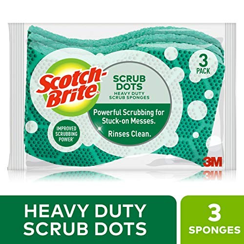Scrub Dots Heavy Duty Sponge, Powerful Scrubbing, Rinses 3 Count (Pack of 1)