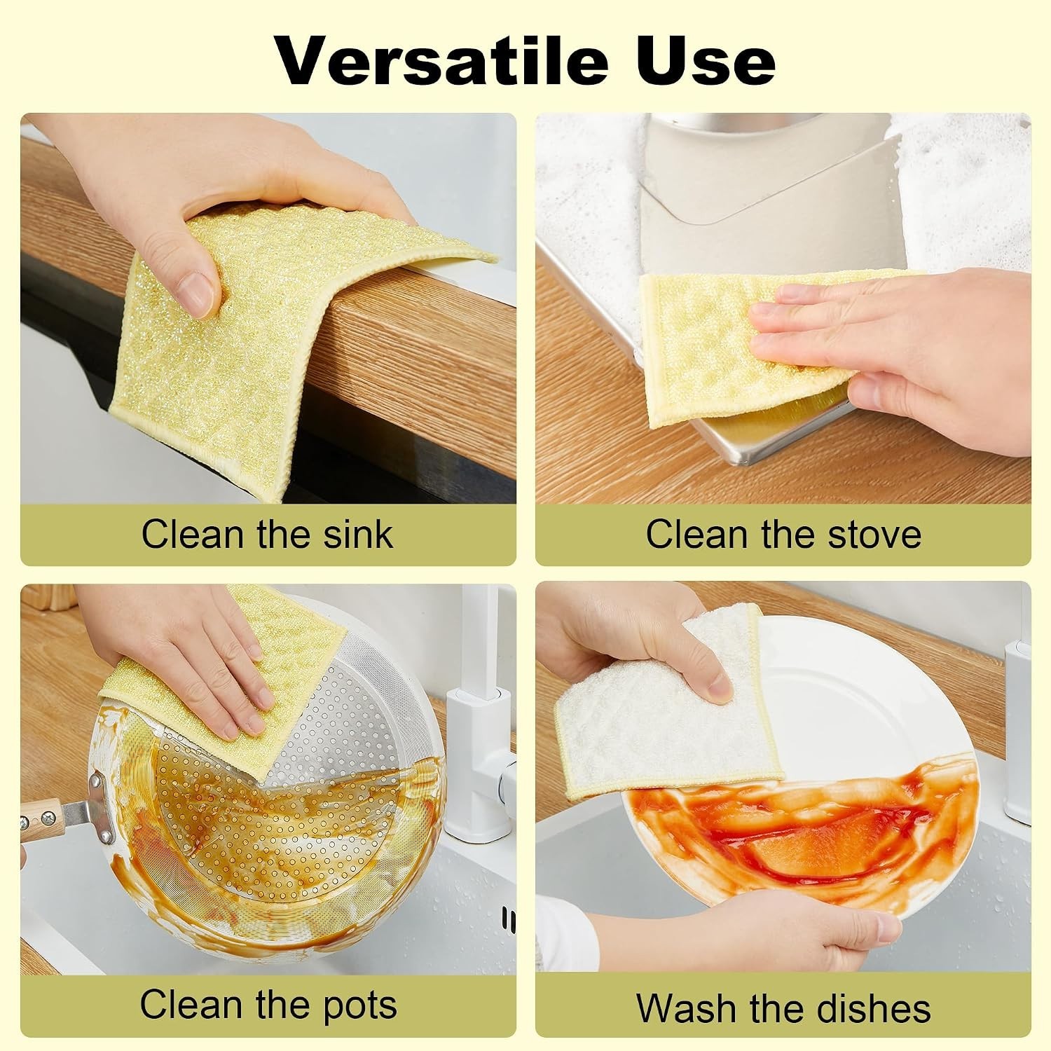 Gentle Non-Scratch Cleaning Rags – 6 Pack of Dual-Sided Microfiber Cloths