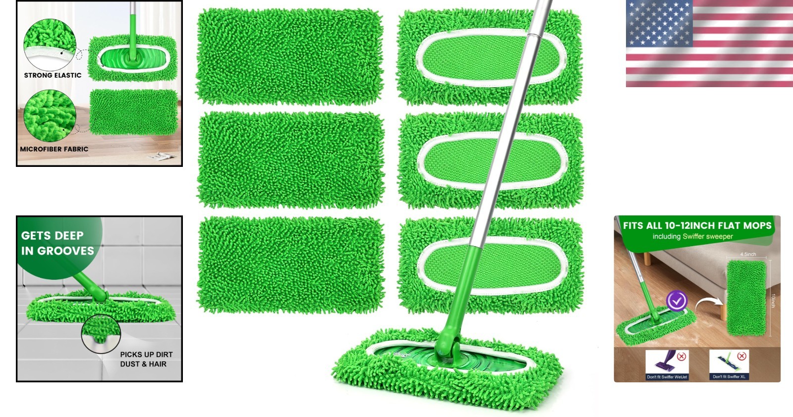 6 Pack High Quality Microfiber Mop Pads – Long-lasting and Eco-Conscious