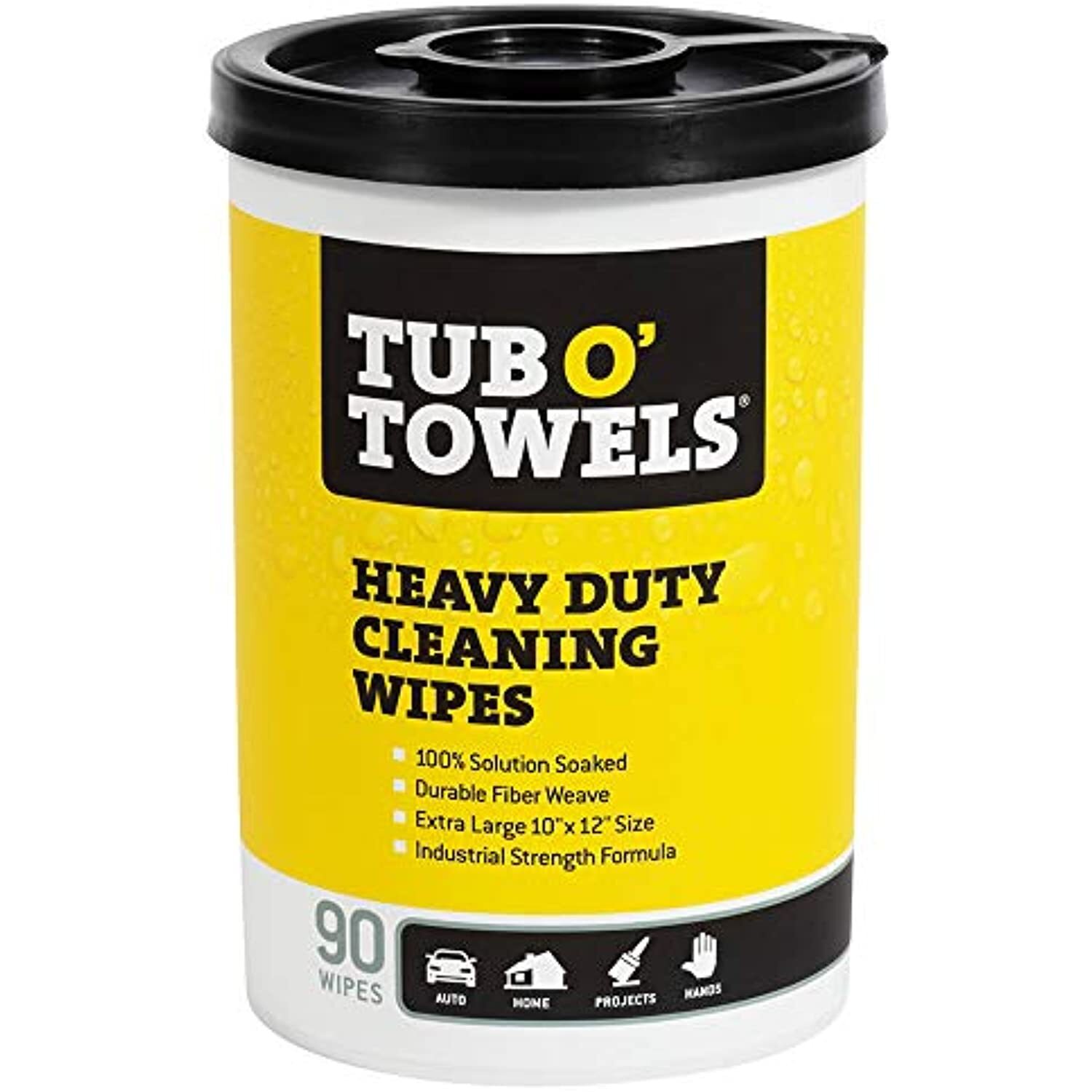 Tub O Towels TW90 Heavy-Duty 10″ x 12″ Size Multi-Surface Cleaning Wipes, 90
