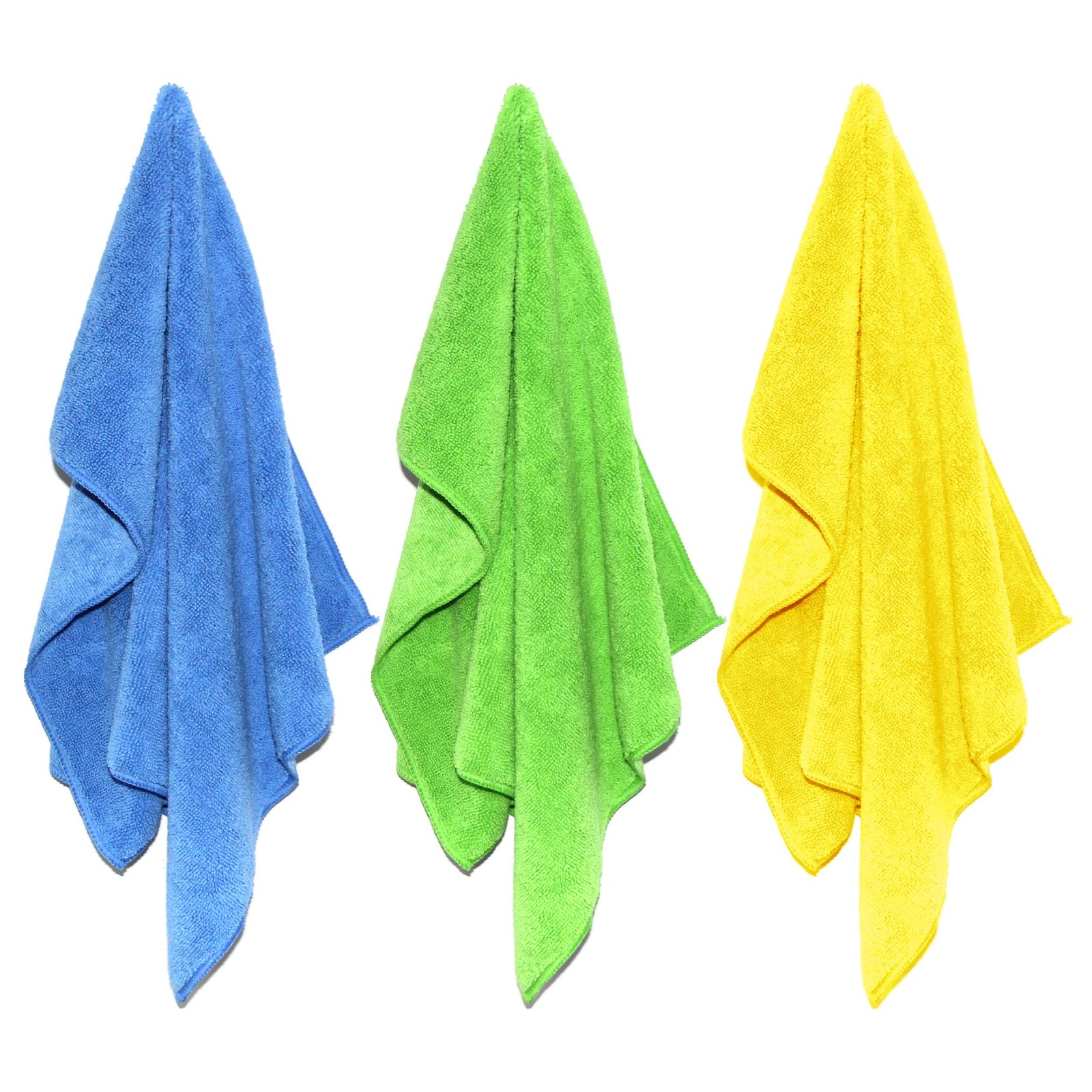 POLYTE Microfiber Cleaning Towel (16×24 in, 18 Pack, Blue,Green,Yellow)