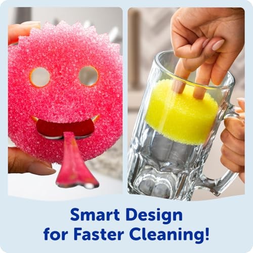 Scrub Daddy Dual-Sided Dish Sponge Multi-Colored Bulk Pack 9 Count Stain Odor