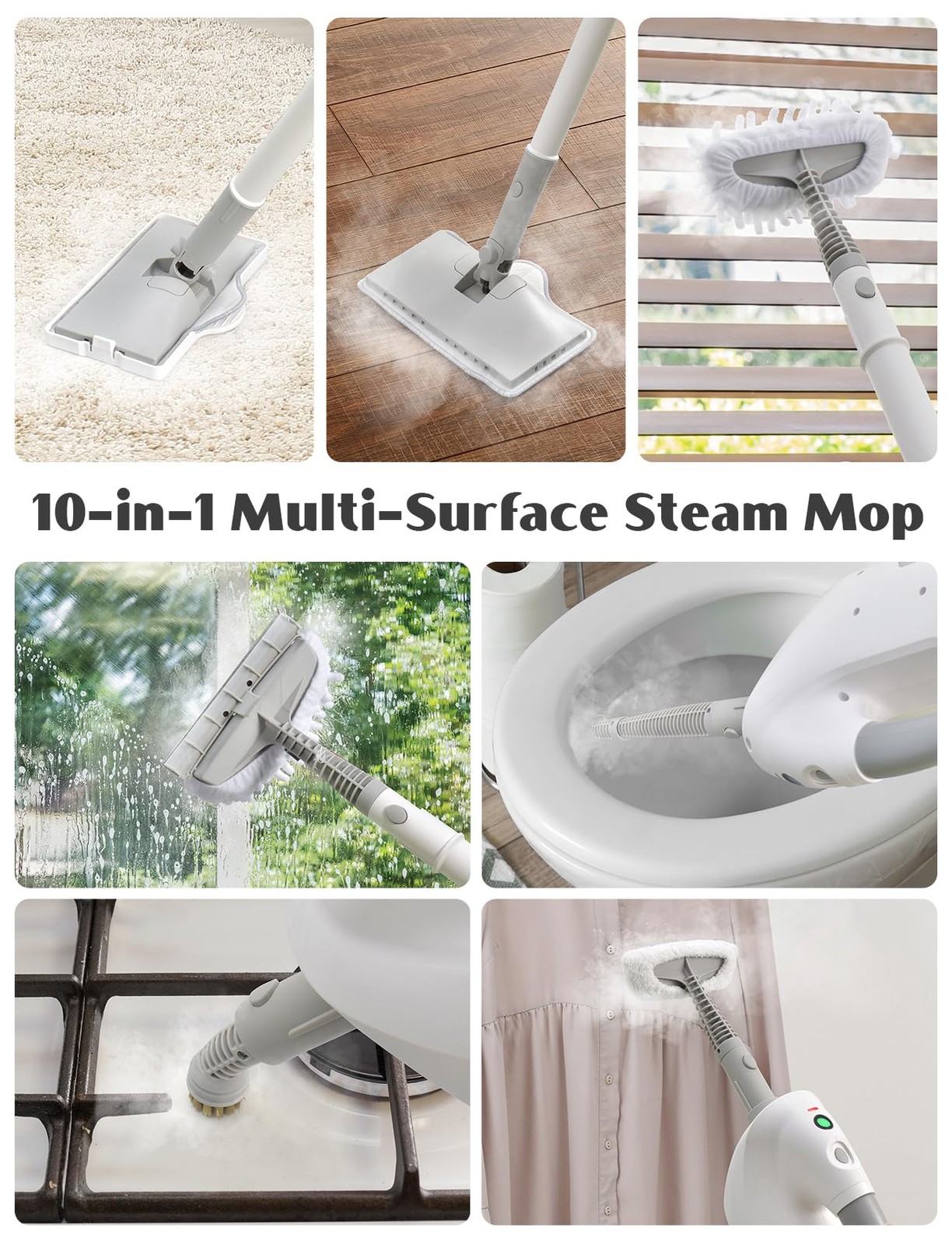 10-in-1 Steam Mop, Detachable Handheld Steam Cleaner, Multi & Up Steamer for …