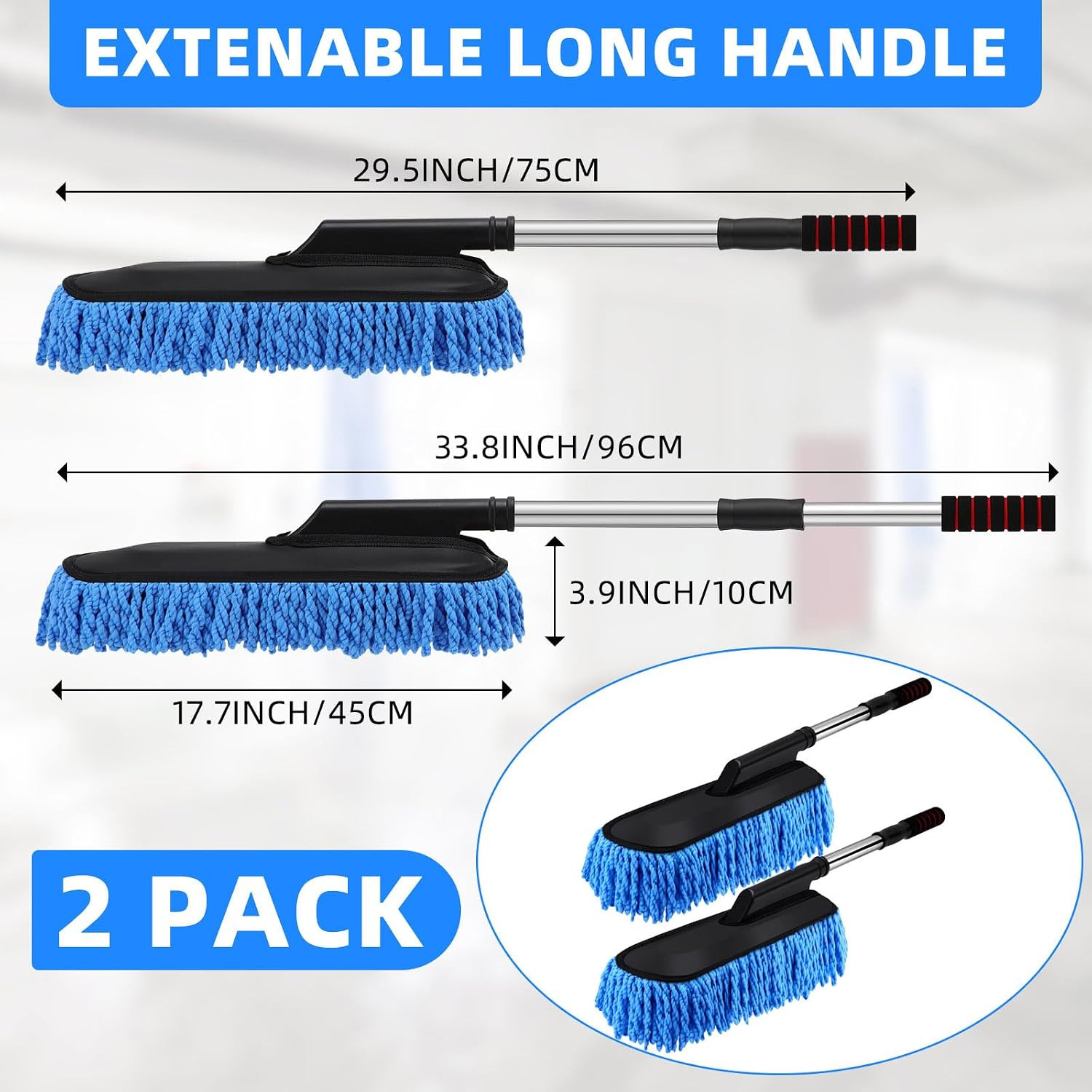 2 Pack Microfiber Car Duster Exterior Scratch Free with Extendable
