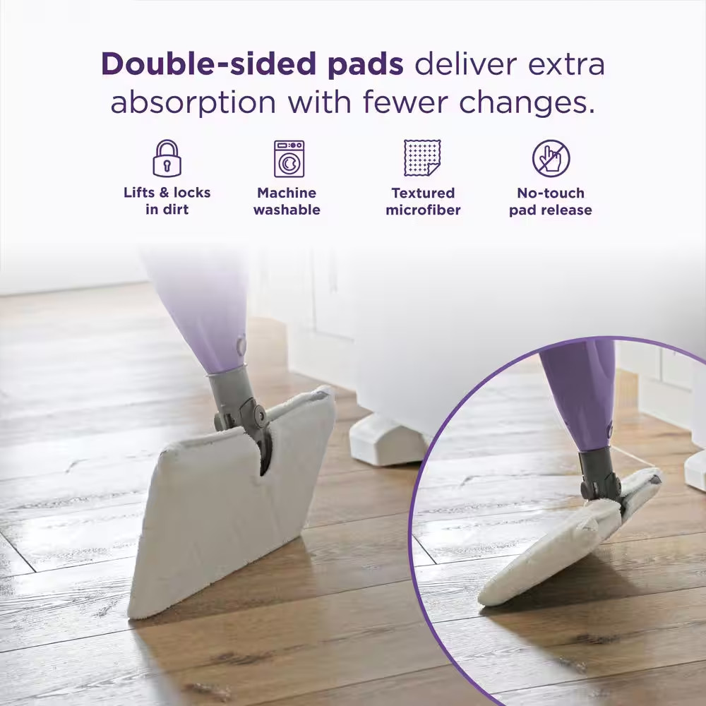 Corded Steam Pocket Mop Stick Cleaner for Hard-Floor Surfaces in Purple with Fas