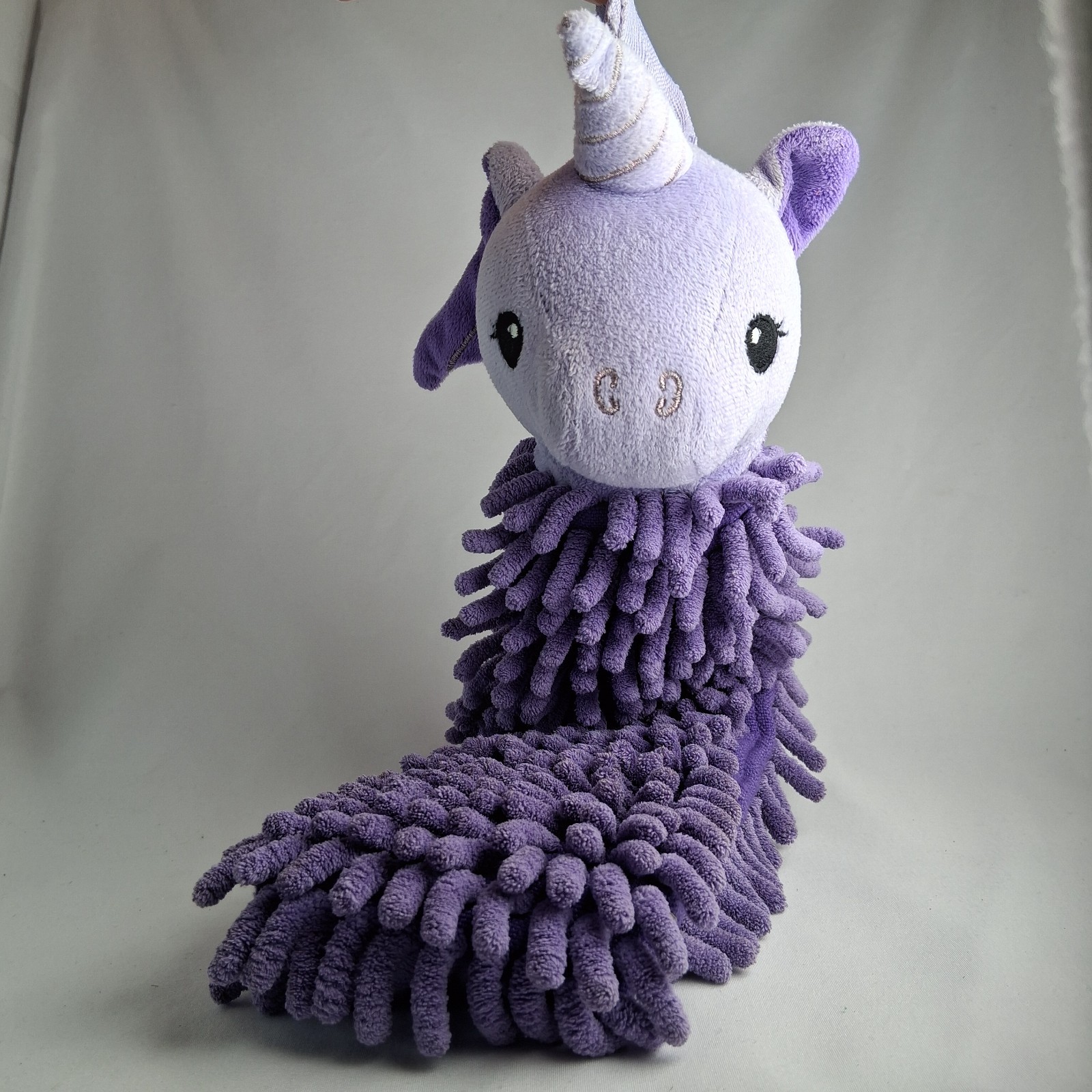 Norwex Pet to Dry Purple Unicorn Chenile Microfiber Hand Towel w/Hanging Loop