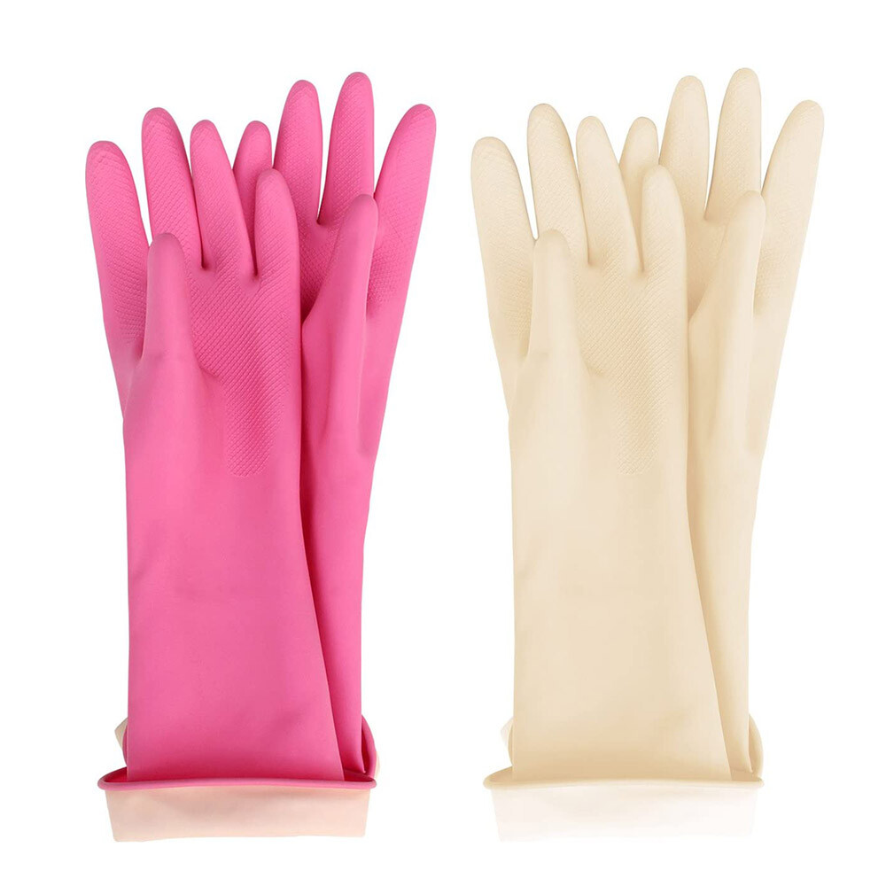 Kids Waterproof Household Natural Rubber Latex Cleaning Wash Gloves (2 Pack)