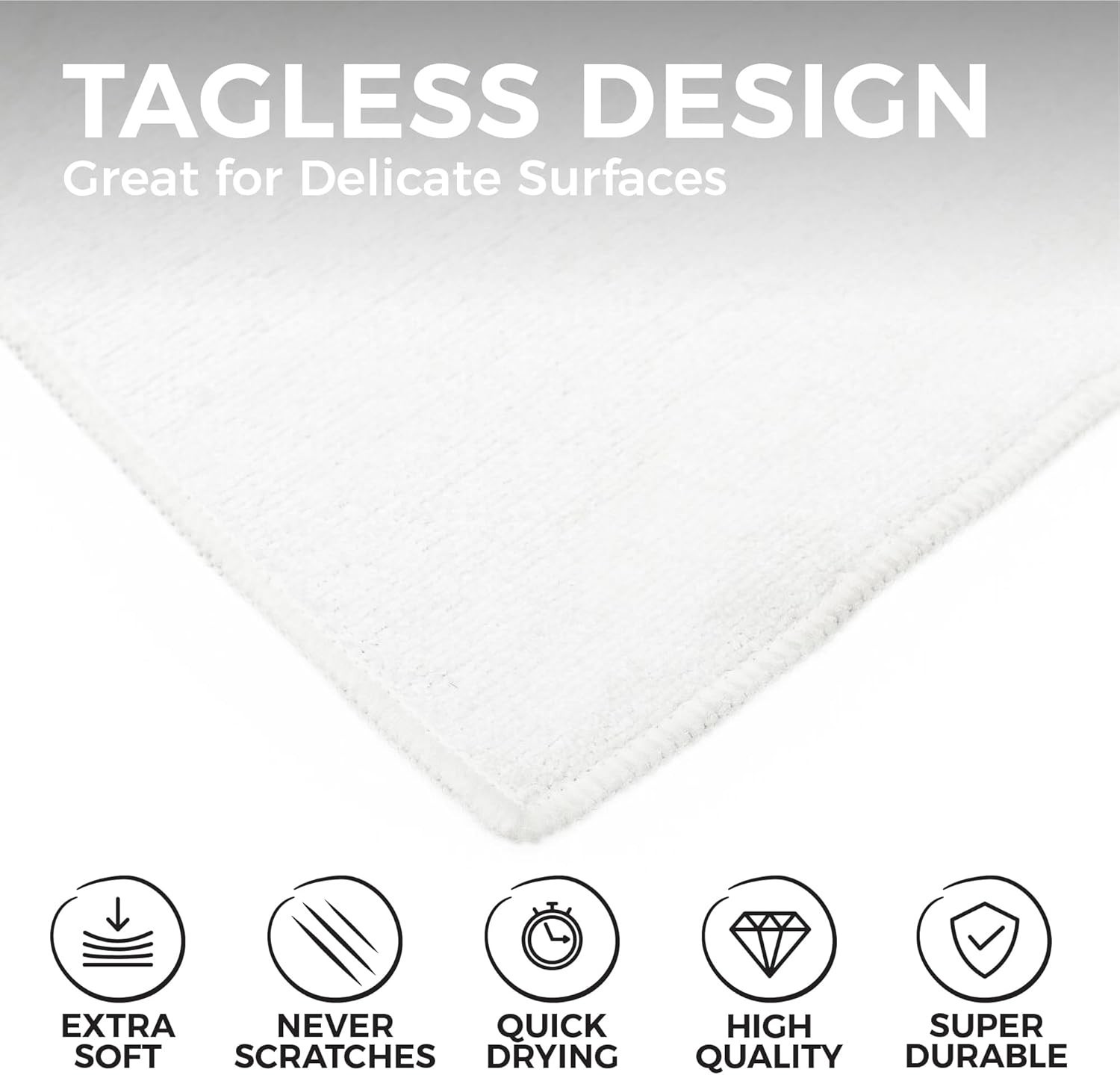 Industrial Grade Microfiber Towels 16×16 White 12-Pack