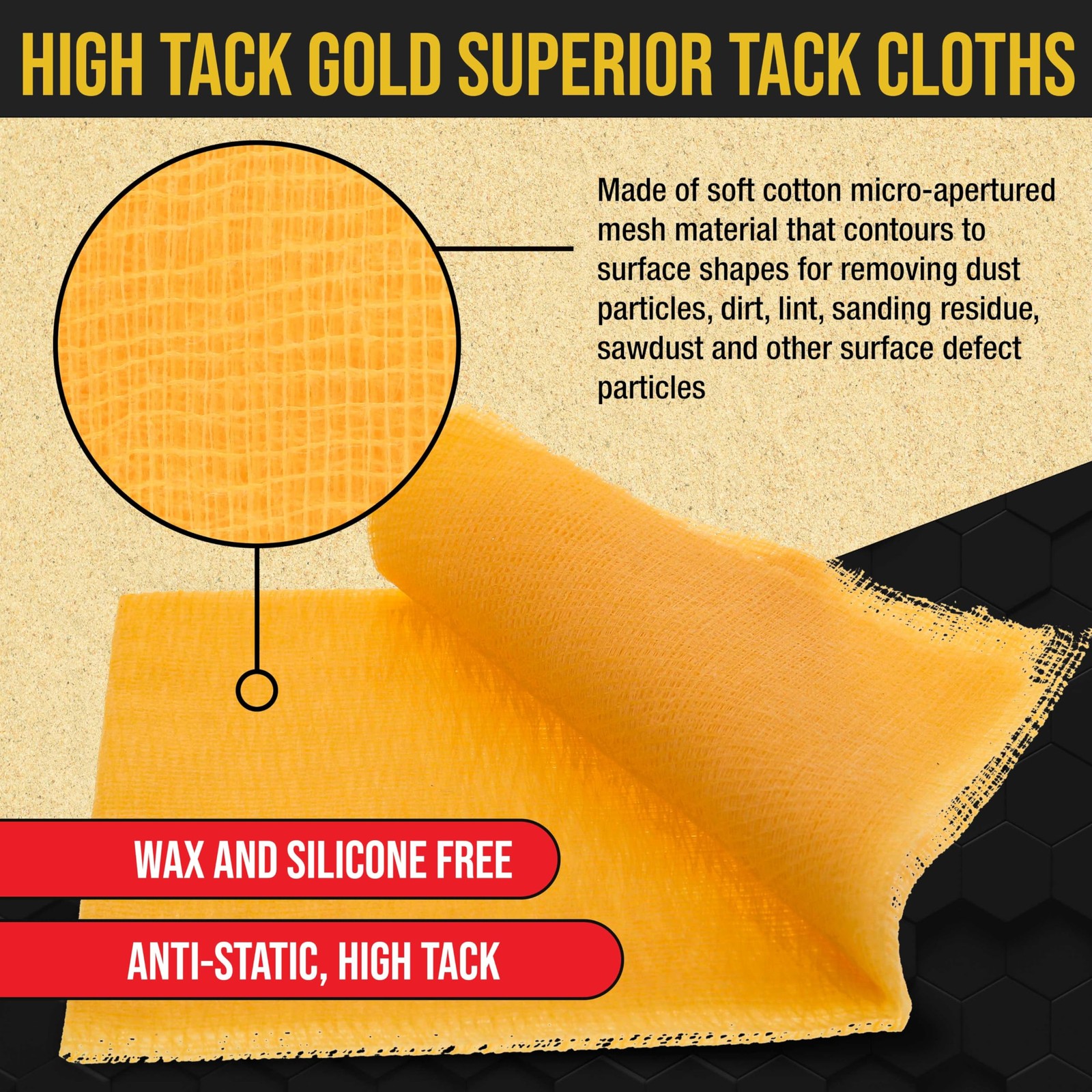 36 PCS High Tack Superior Gold Cloths Auto Woodworking Dust Sanding AntiStatic