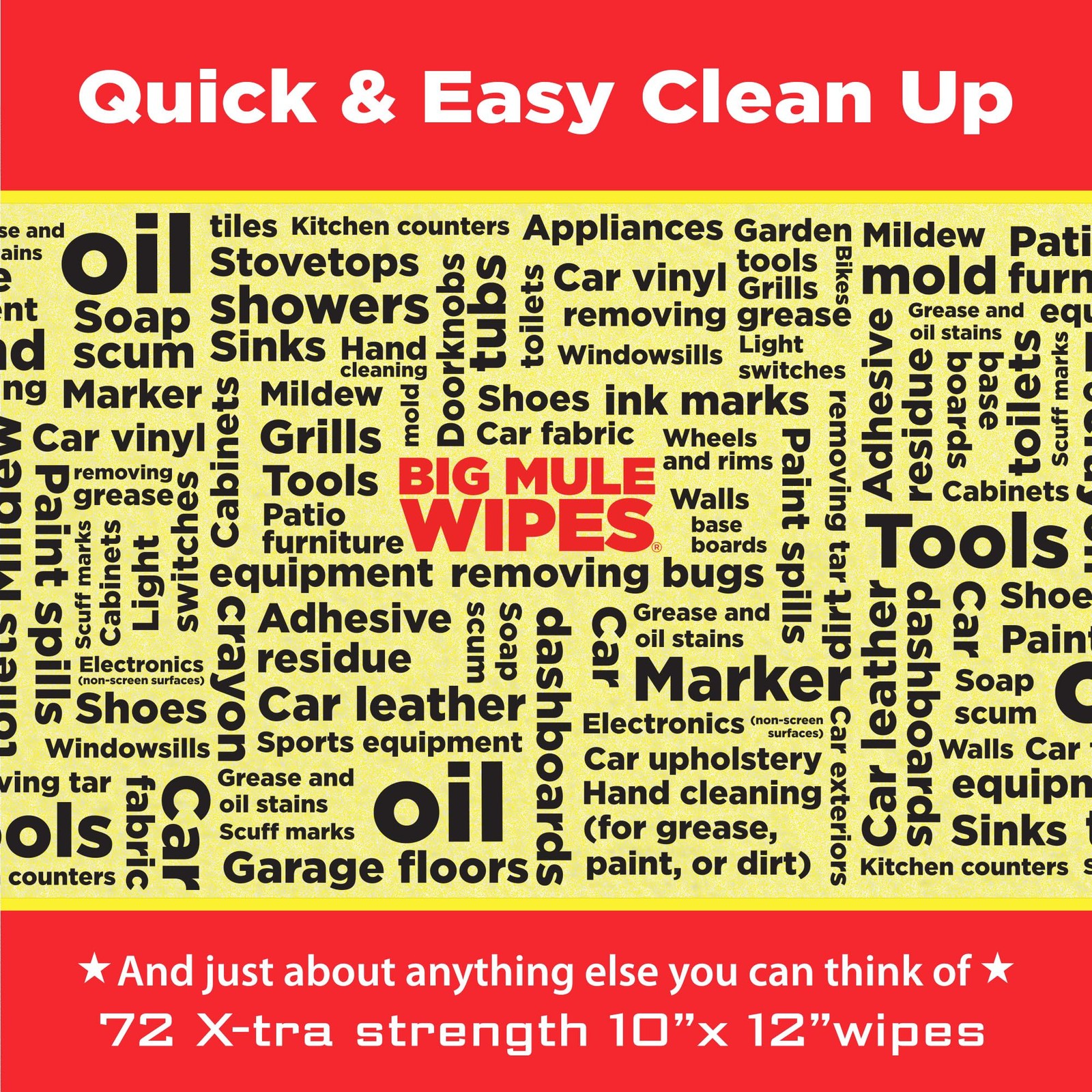 Mule Head Brand XL Heavy-Duty Cleaning Wipes – (10″ x 12″) – All-Purpose Gara…