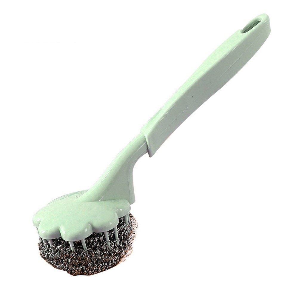 3Pcs Reusable Wire Bristle Brush with Long Non-Slip Handle Assorted Colors