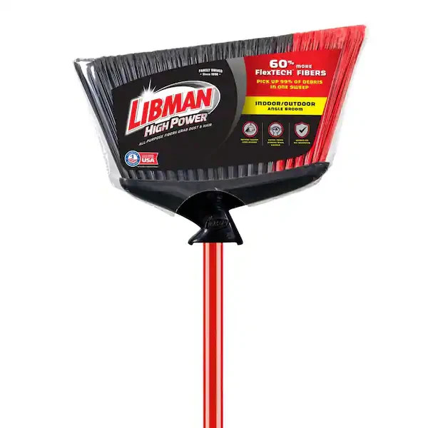 Libman Angle Broom 14 in Extra-Large Indoor Outdoor w/ Strong Thick Steel Handle