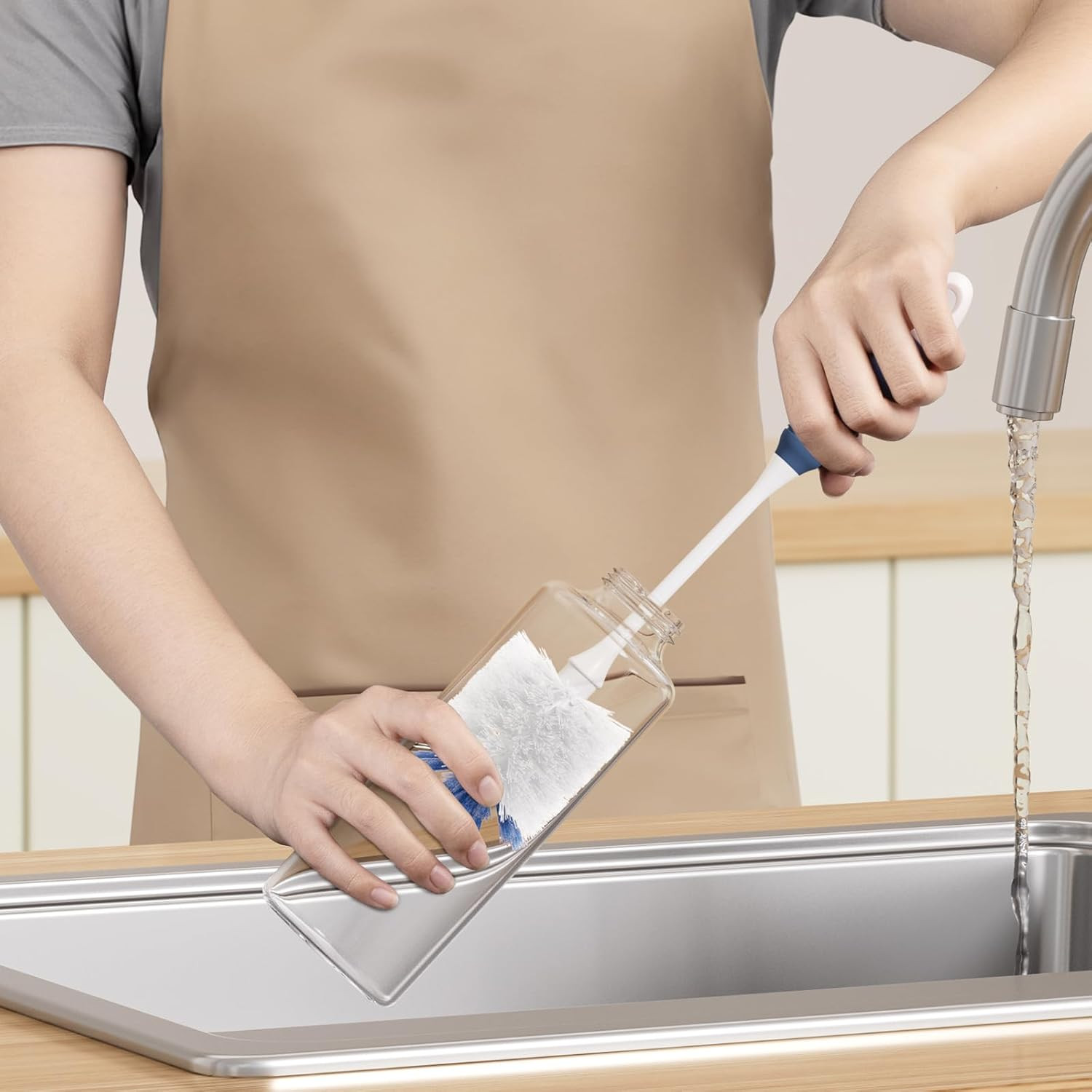 Bottle Brush Cleaner, Long Flexible Handle Bottle Brush Scrub for Water Bottles,