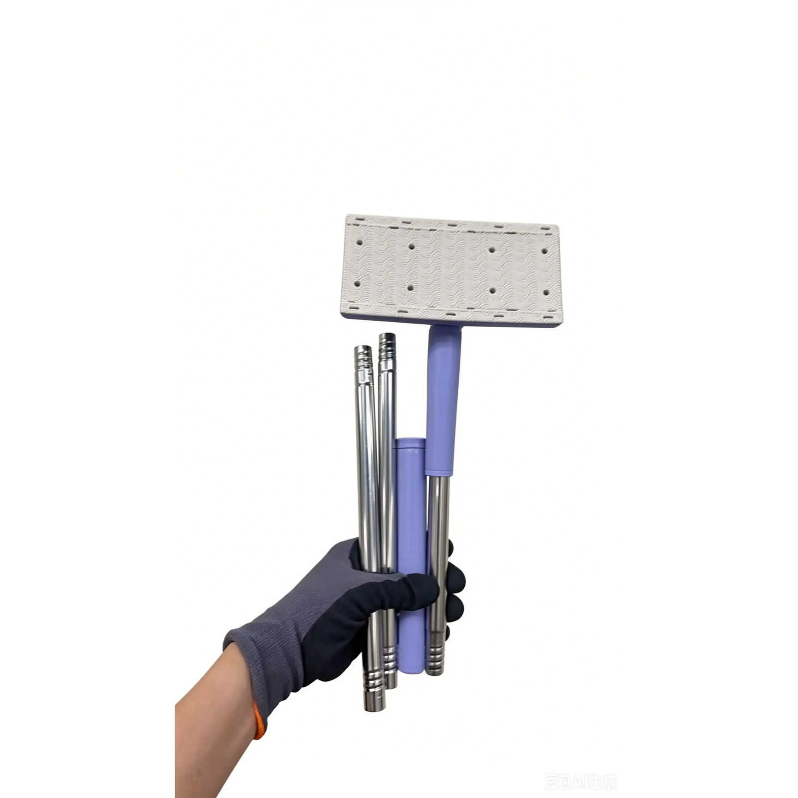 Flat Mop Metal Handle Plastic Head 90cm Purple White 16x8cm