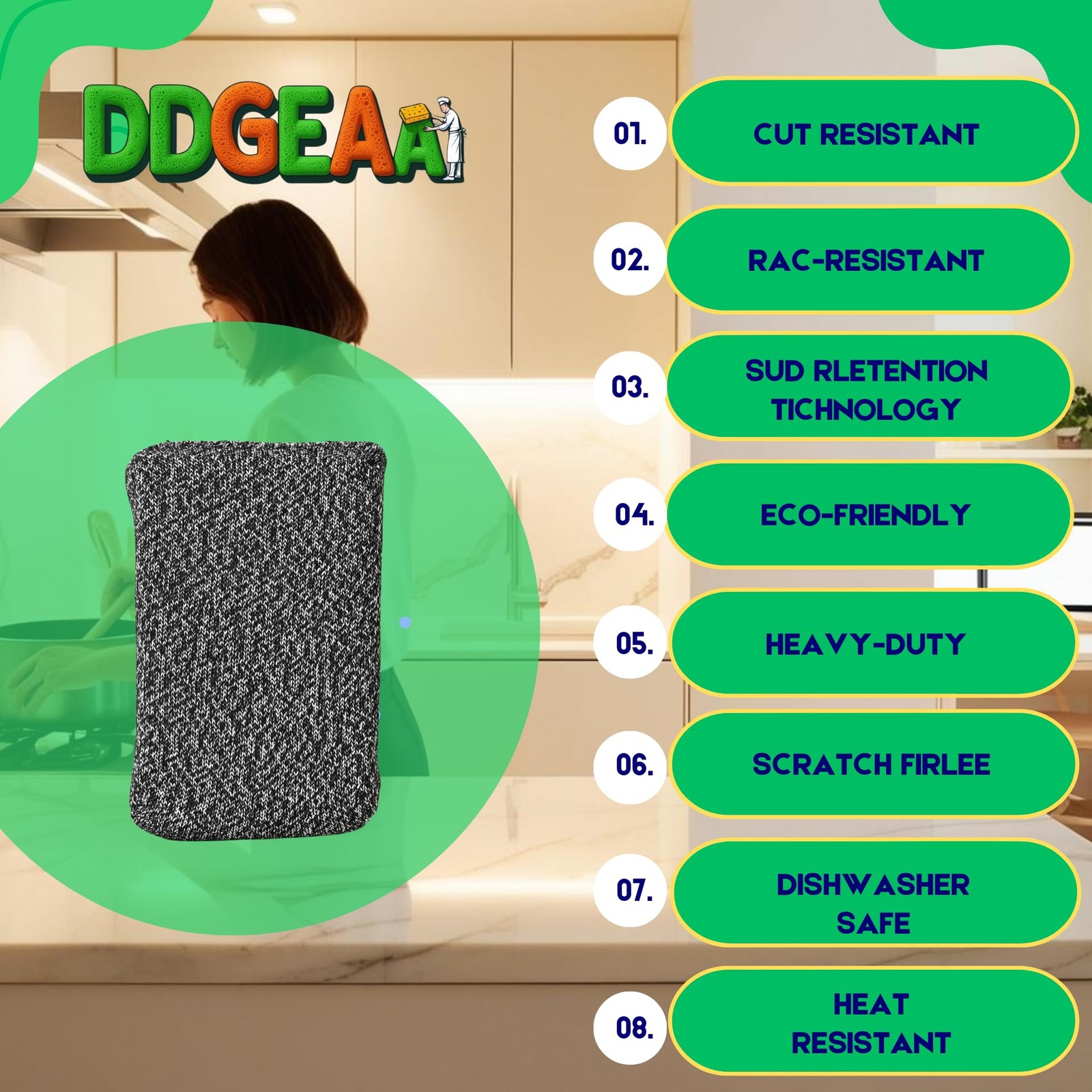 Heavy – Duty Kitchen Sponge – 20 Times More Durable, Scratch Free, Suitable f…