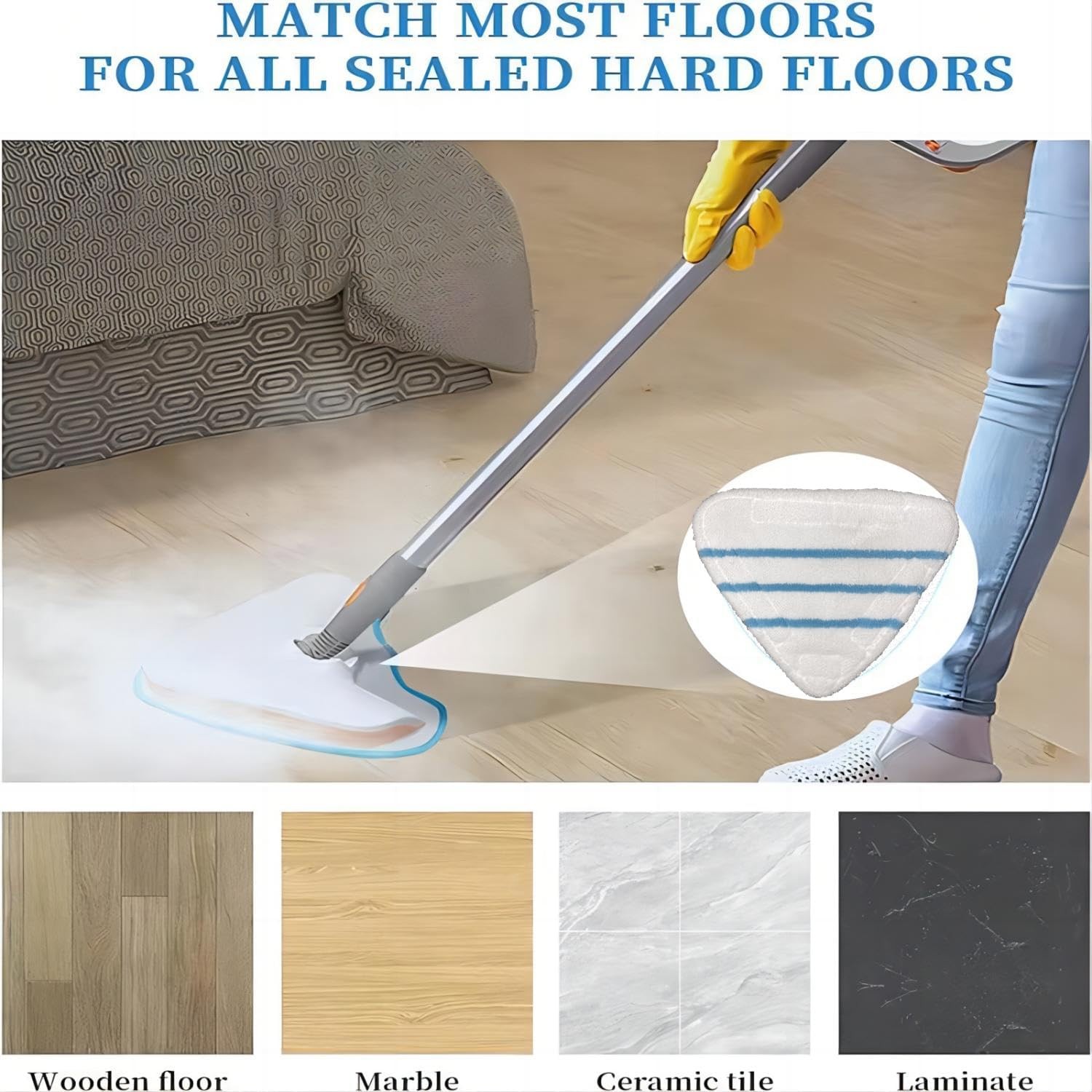 4 Pack Reusable Mop Pads Compatible W/ True & Tidy STM-500 STM-700 Steam Mops