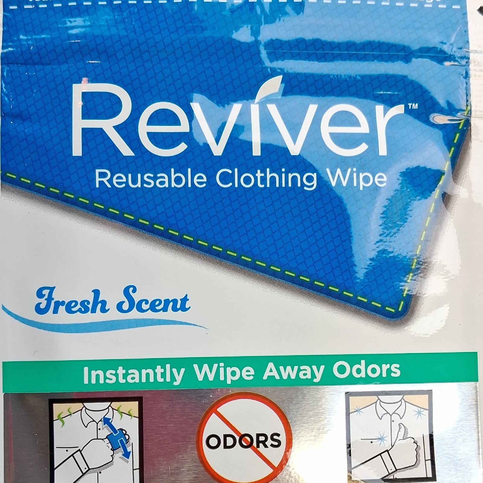 Reviver Reusable Odor Removal Clothing Swipe Multicolor Fresh Scent Safe