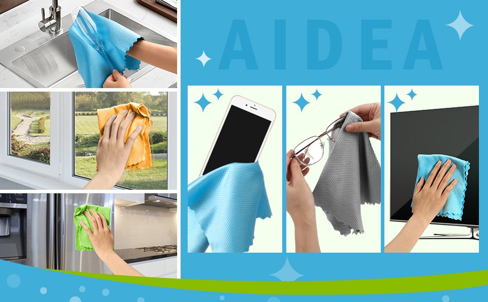 Microfiber Glass Cleaning Cloth-8PK, Magic Cleaning Cloths 12″x12″ | Premium