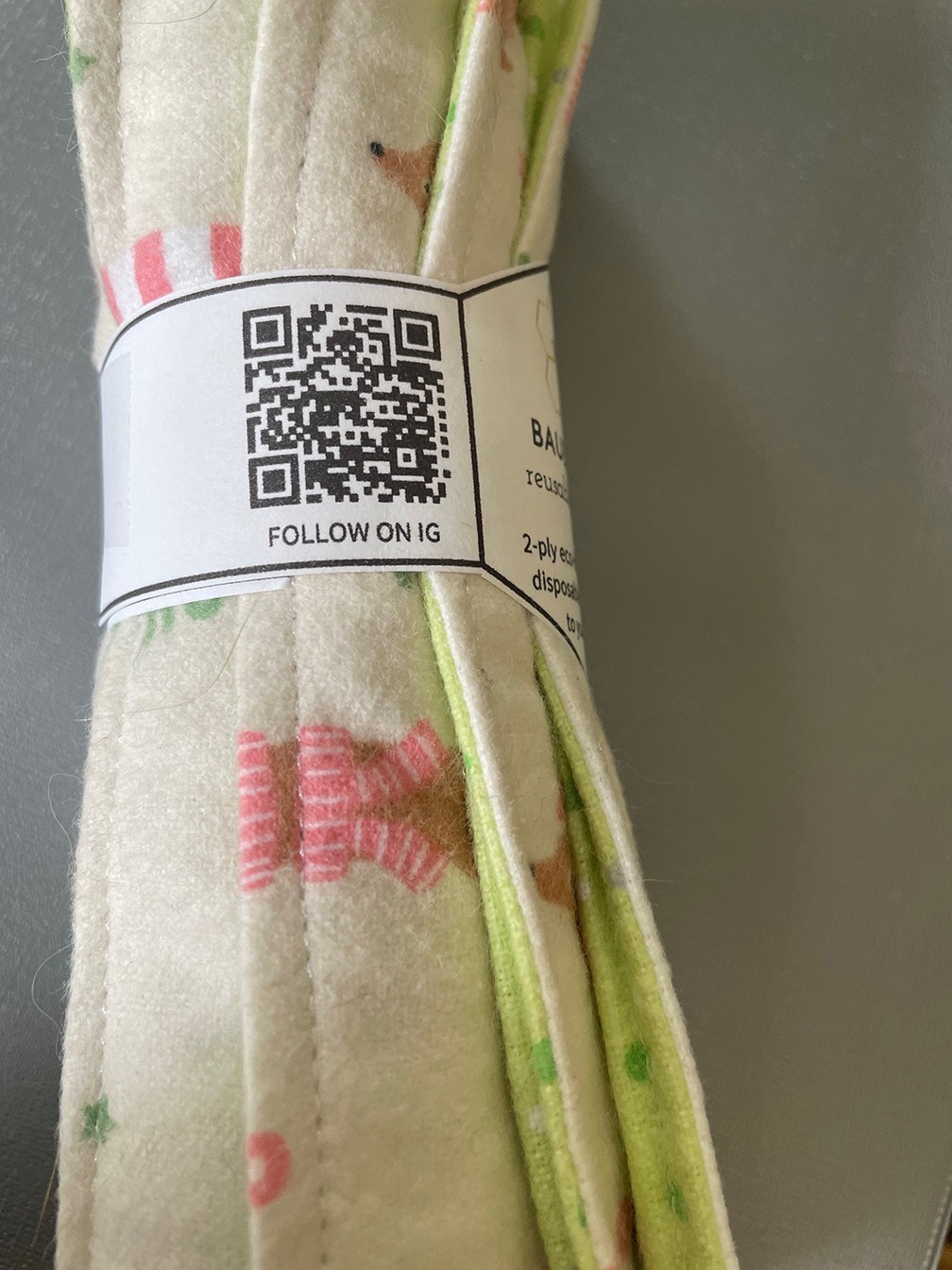 Baublebee Co Reusable Paper Towels, Roll of 6, Christmas Dachshund Print