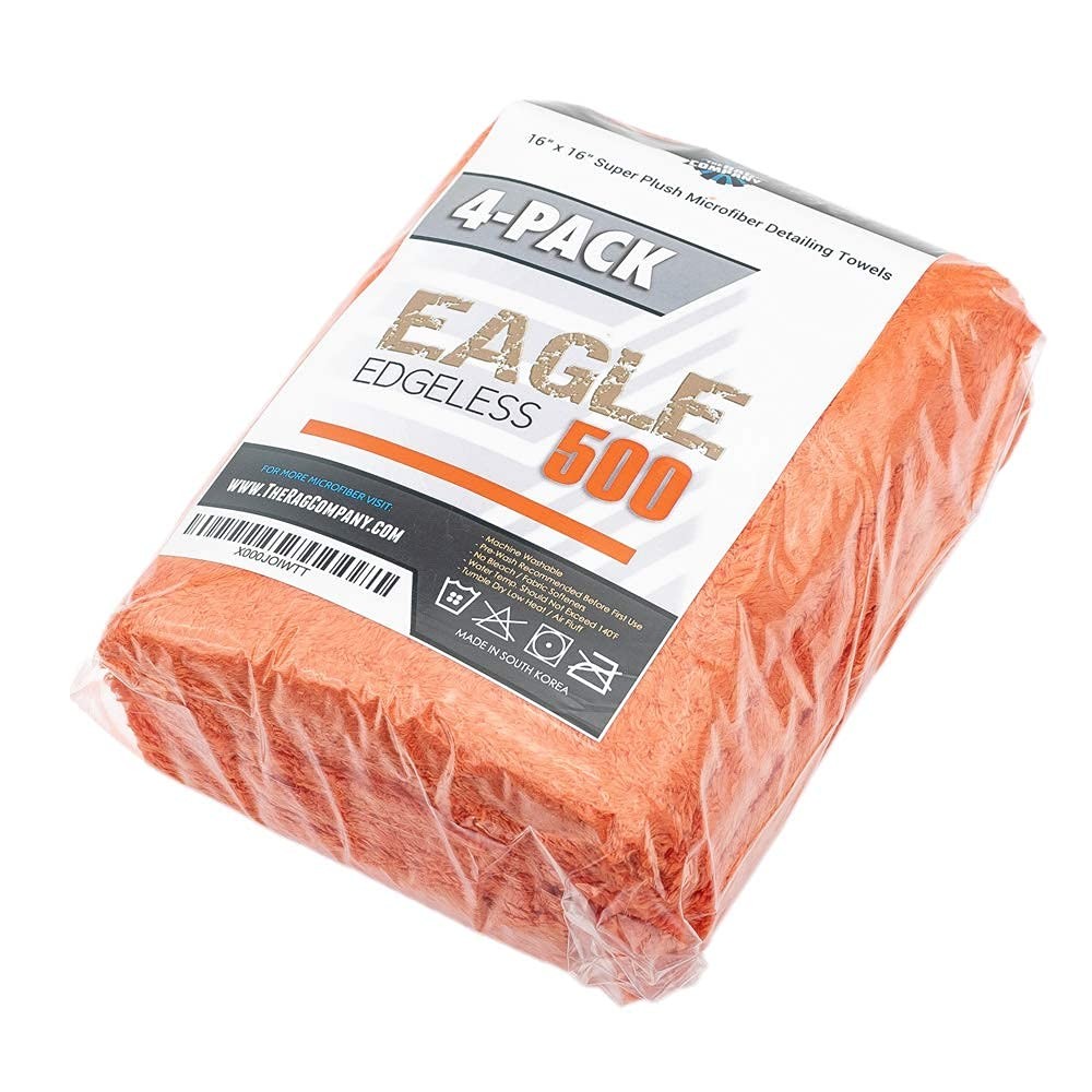 The Rag Company – Eagle Edgeless 500 4-Pack Professional Korean 70/30 Blend S…