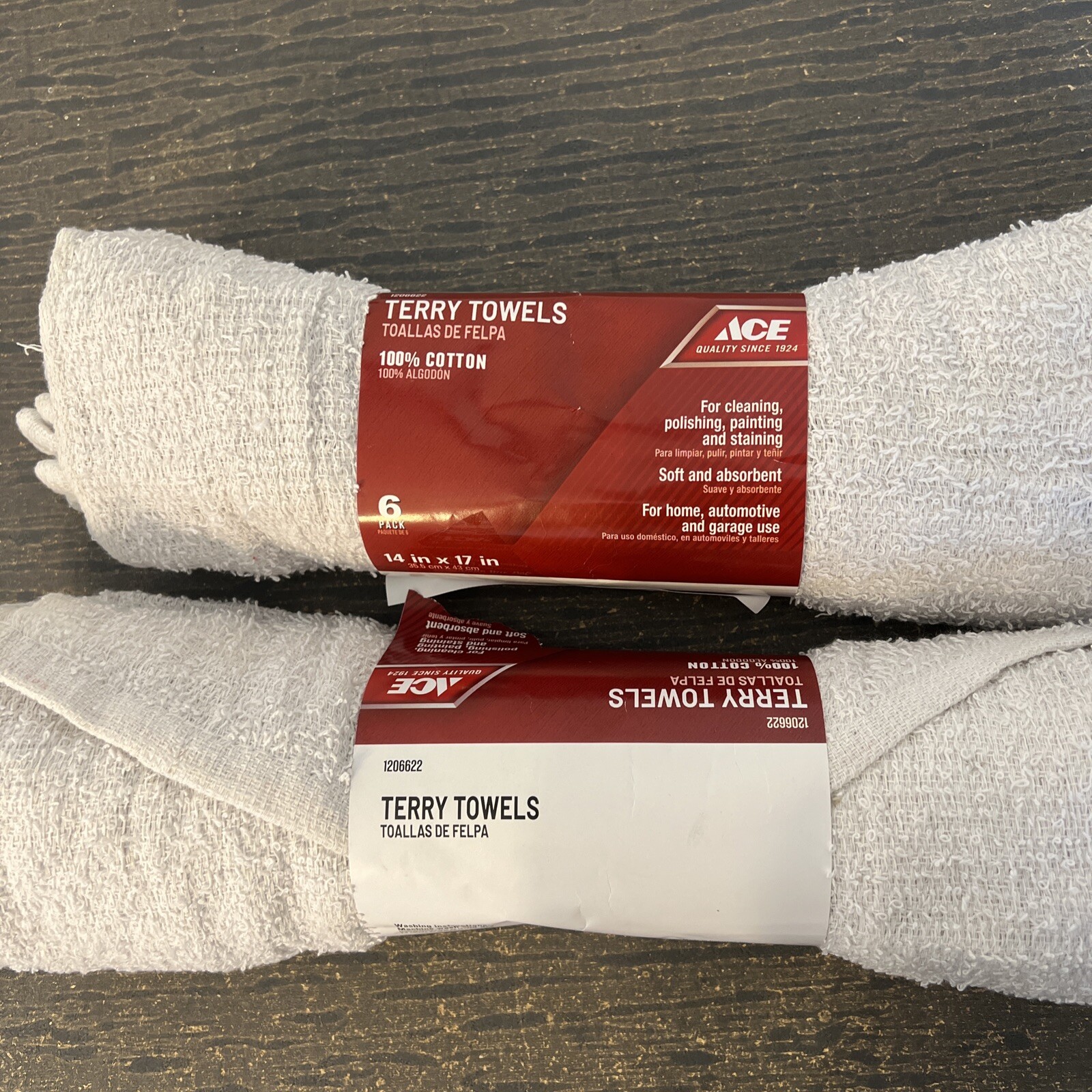 Ace 12 COTTON TERRY CLOTH CLEANING TOWELS /BAR TOWELS/ RAGS 14 X 17 NEW